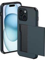 BTH BTH iPhone 15 Hoesje Pashouder Hard - Donker Blauw