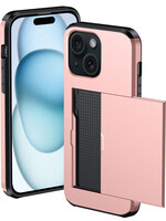 BTH BTH iPhone 15 Plus Hoesje Pashouder Hard - Rosé Goud