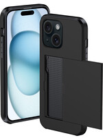BTH BTH iPhone 15 Plus Hoesje Pashouder Hard - Zwart