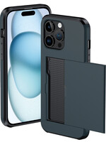 BTH BTH iPhone 15 Pro Max Hoesje Pashouder Hard - Donker Blauw
