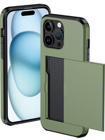 BTH BTH iPhone 15 Pro Max Hoesje Pashouder Hard - Donker Groen