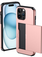 BTH BTH iPhone 15 Pro Max Hoesje Pashouder Hard - Rosé Goud