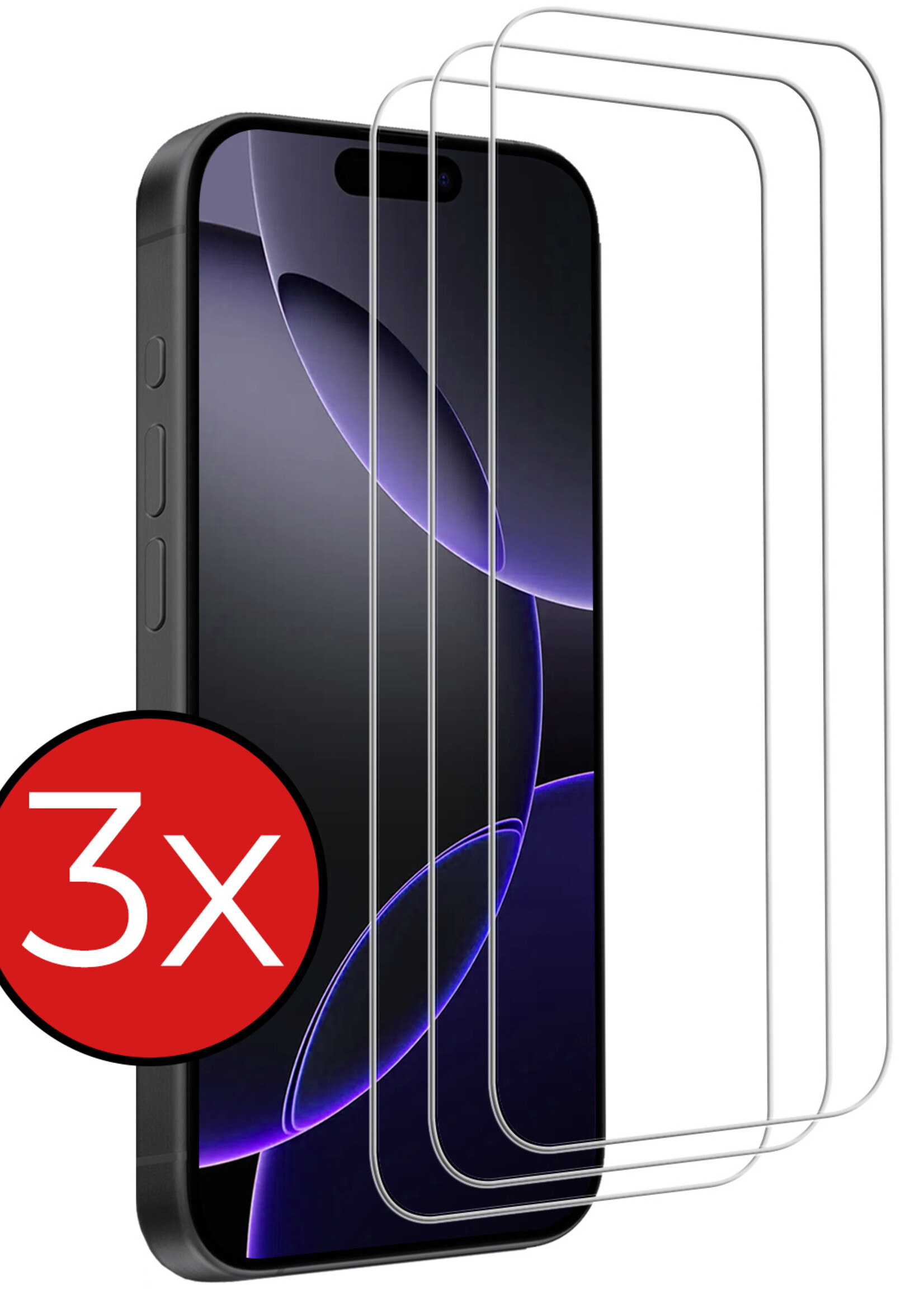BTH Screenprotector Geschikt voor iPhone 16 Pro Screenprotector Glas Gehard Met Dichte Notch - Screenprotector Geschikt voor iPhone 16 Pro Screen Protector Glas Tempered Glass - 3 PACK
