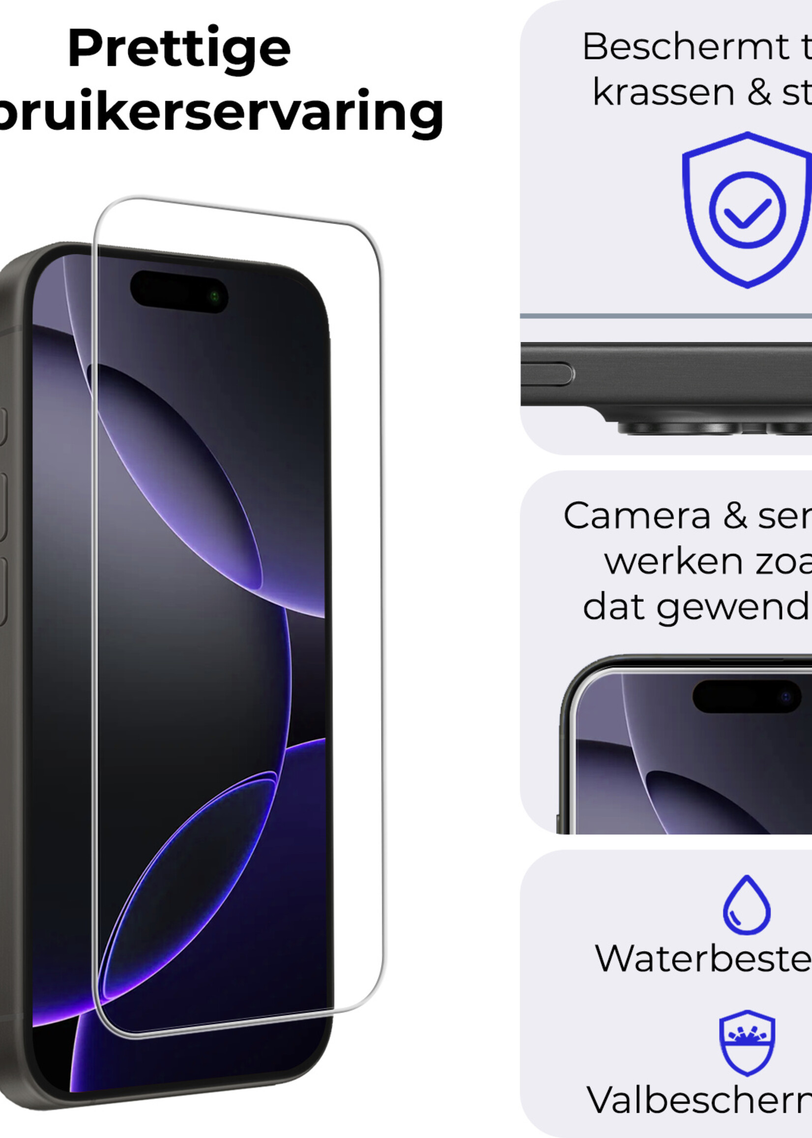 BTH Screenprotector Geschikt voor iPhone 16 Pro Max Screenprotector Glas Gehard Met Dichte Notch - Screenprotector Geschikt voor iPhone 16 Pro Max Screen Protector Glas Tempered Glass - 2 PACK