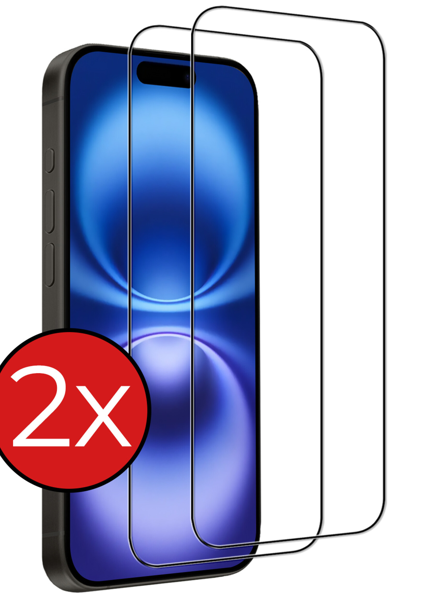 BTH Screenprotector Geschikt voor iPhone 16 Screenprotector Glas Gehard Tempered Glass Full Cover - Screenprotector Geschikt voor iPhone 16 Screen Protector Screen Cover - 2 PACK