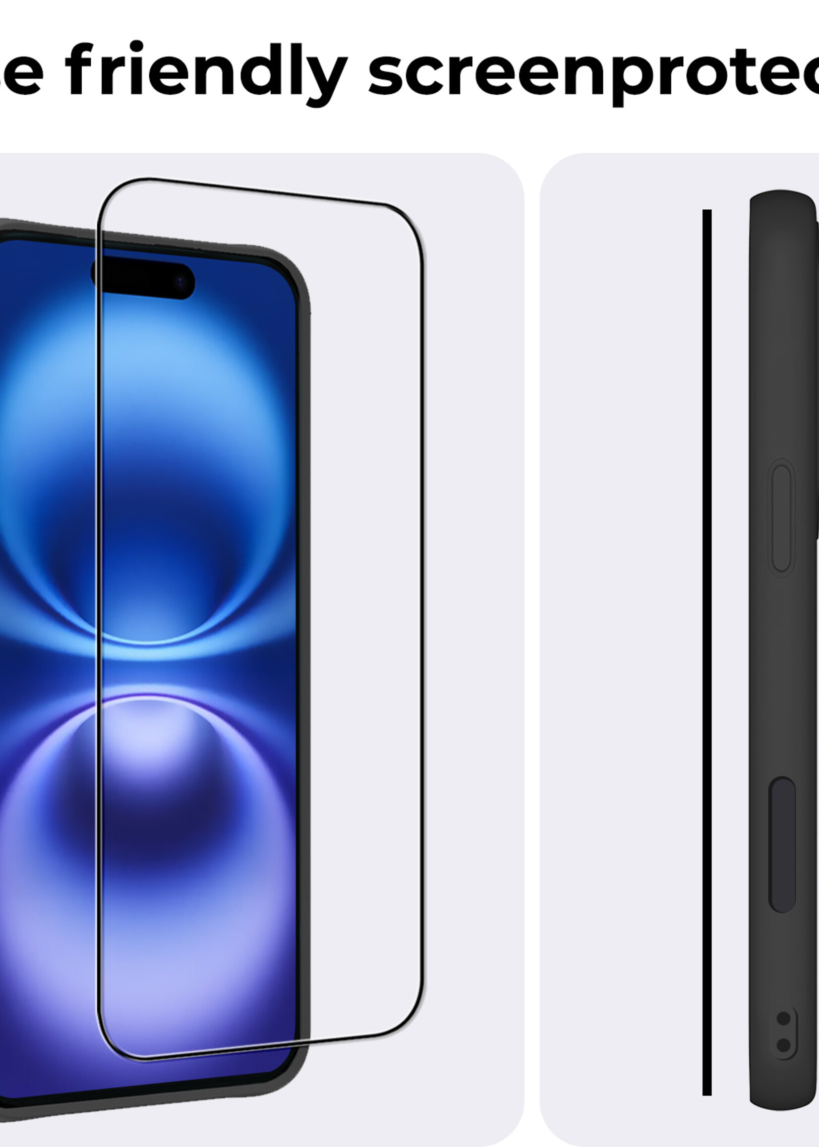 BTH Screenprotector Geschikt voor iPhone 16 Plus Screenprotector Glas Gehard Tempered Glass Full Cover - Screenprotector Geschikt voor iPhone 16 Plus Screen Protector Screen Cover