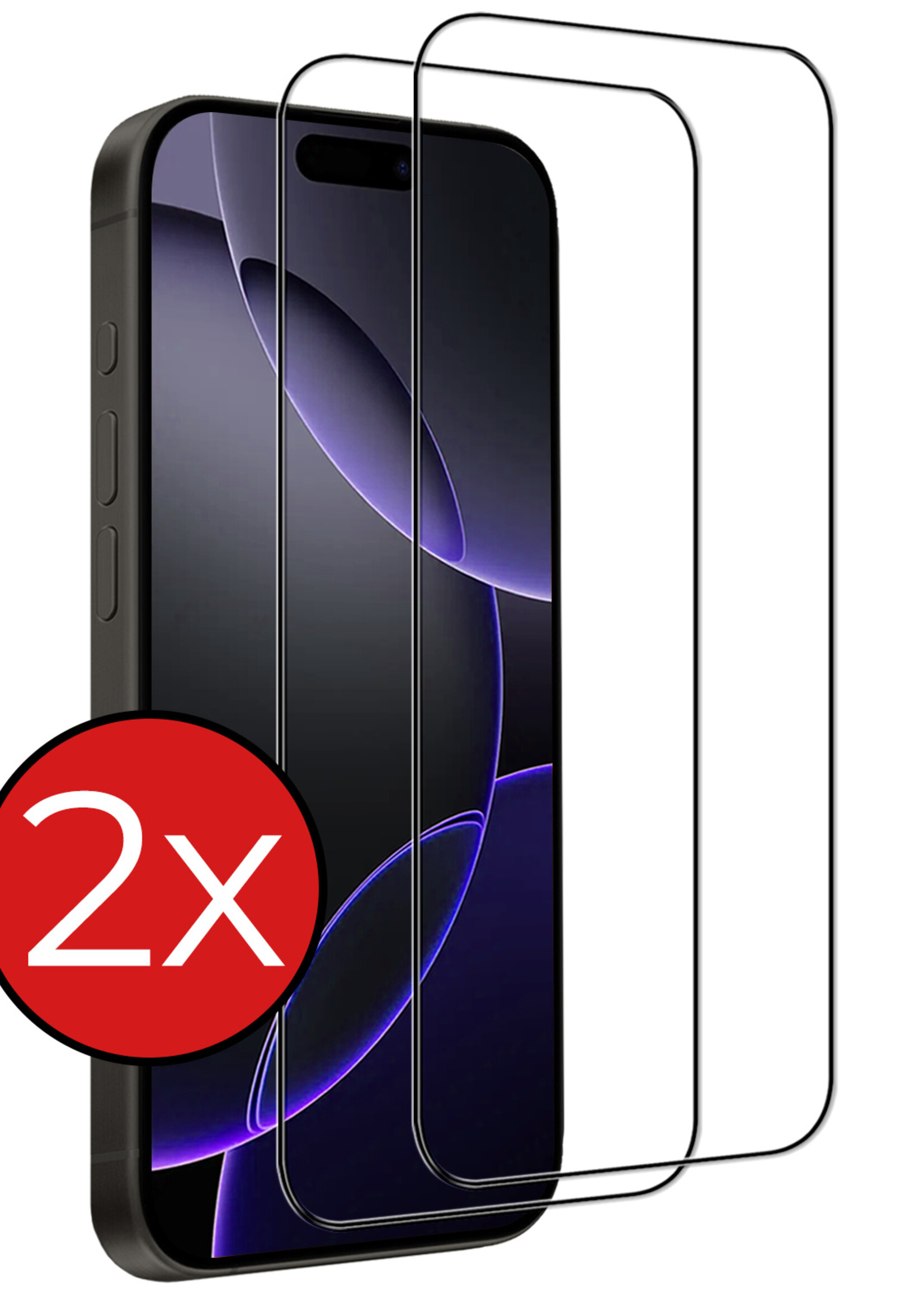 BTH Screenprotector Geschikt voor iPhone 16 Pro Screenprotector Glas Gehard Tempered Glass Full Cover - Screenprotector Geschikt voor iPhone 16 Pro Screen Protector Screen Cover - 2 PACK
