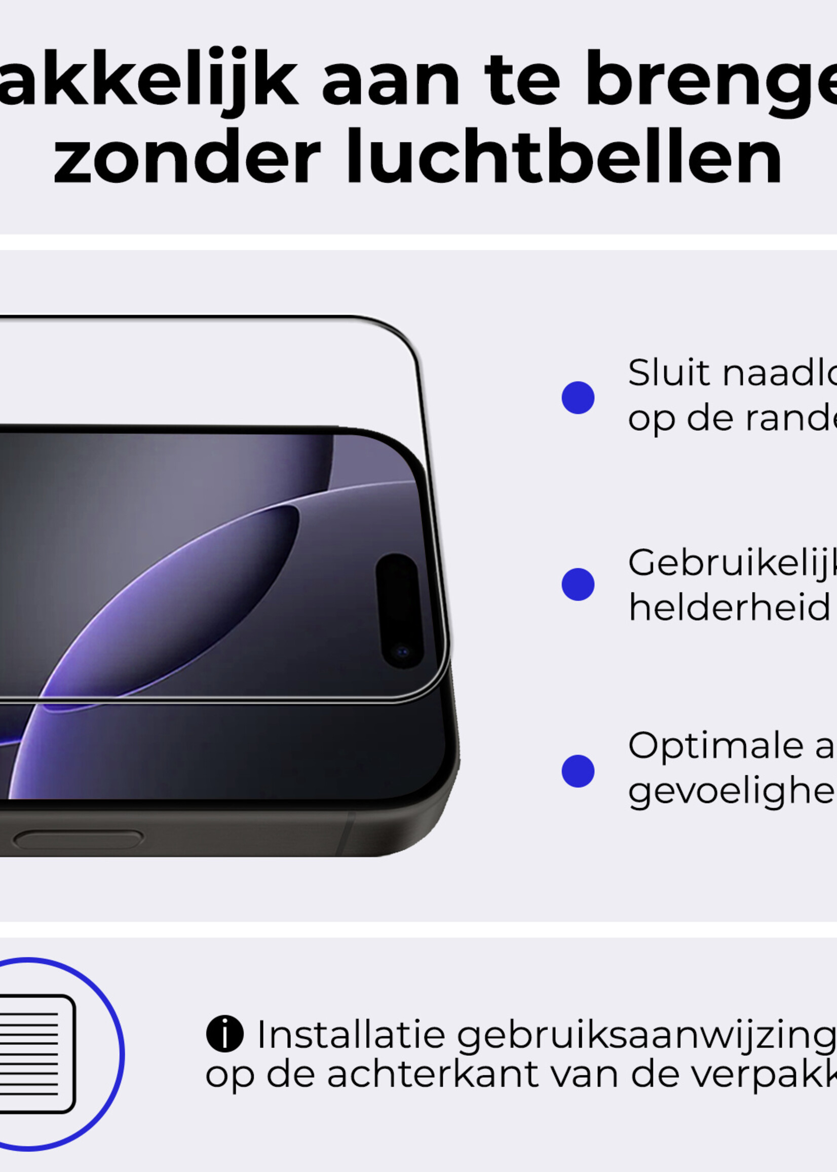 BTH Screenprotector Geschikt voor iPhone 16 Pro Screenprotector Glas Gehard Tempered Glass Full Cover - Screenprotector Geschikt voor iPhone 16 Pro Screen Protector Screen Cover - 2 PACK