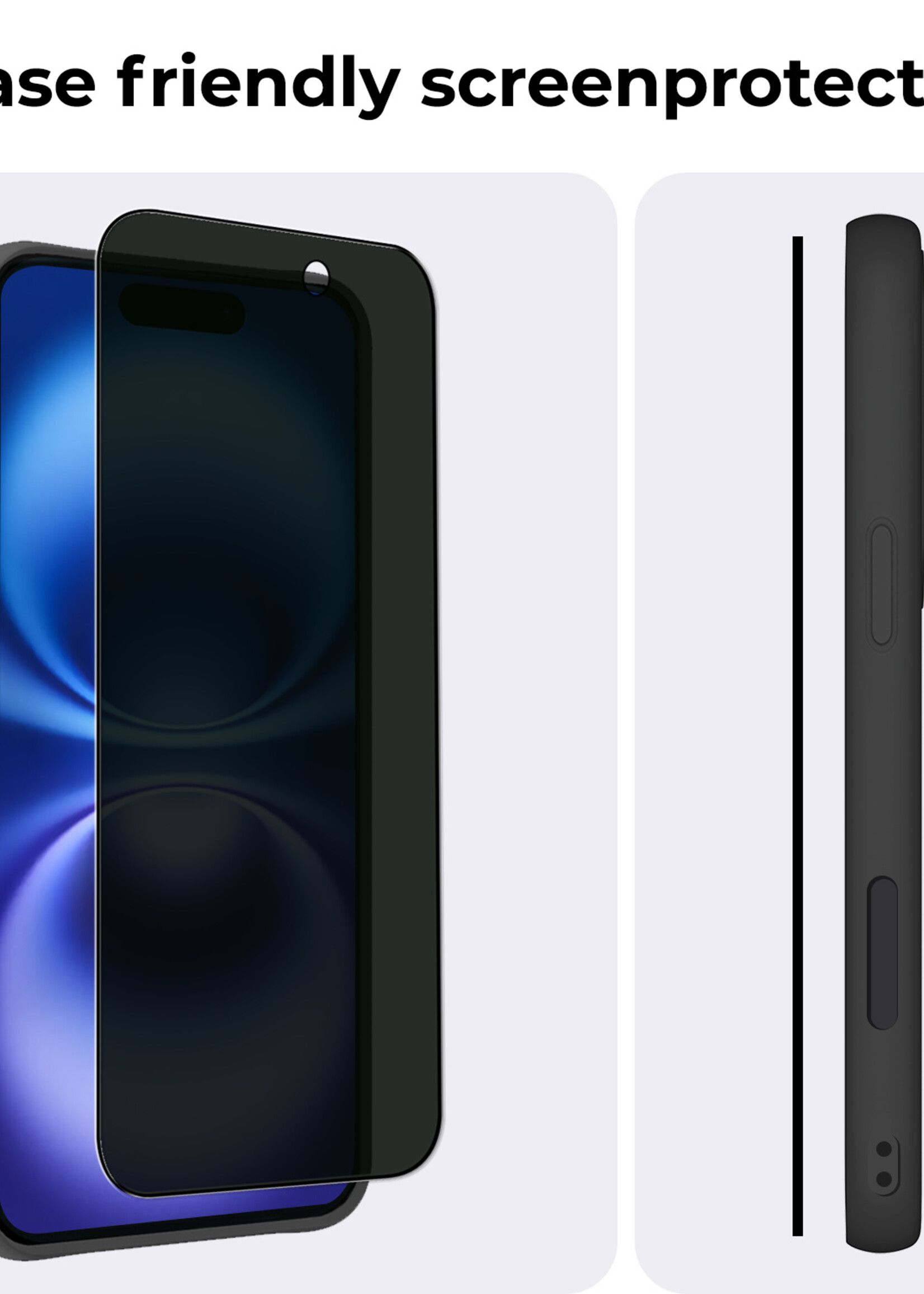 BTH Screenprotector Geschikt voor iPhone 16 Plus Screenprotector Privacy Glas Gehard Full Cover - Screenprotector Geschikt voor iPhone 16 Plus Screenprotector Privacy Tempered Glass - 3 PACK