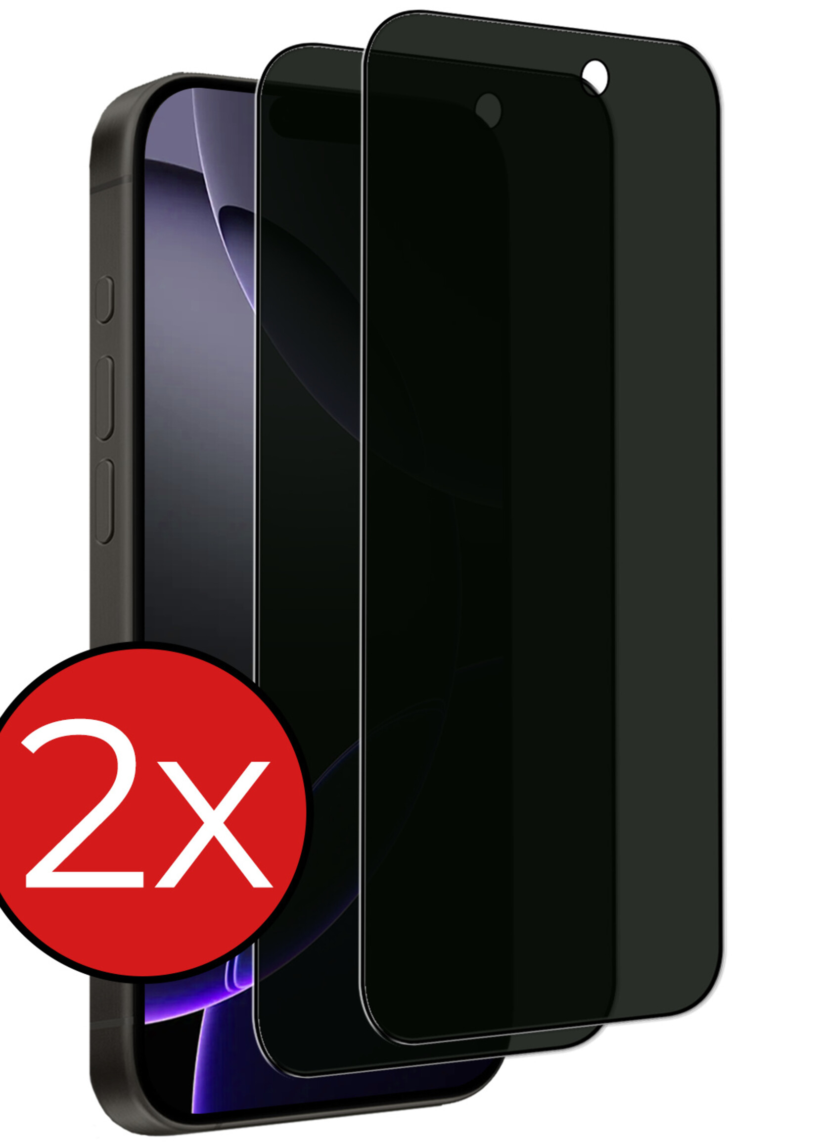 BTH Screenprotector Geschikt voor iPhone 16 Pro Screenprotector Privacy Glas Gehard Full Cover - Screenprotector Geschikt voor iPhone 16 Pro Screenprotector Privacy Tempered Glass - 2 PACK