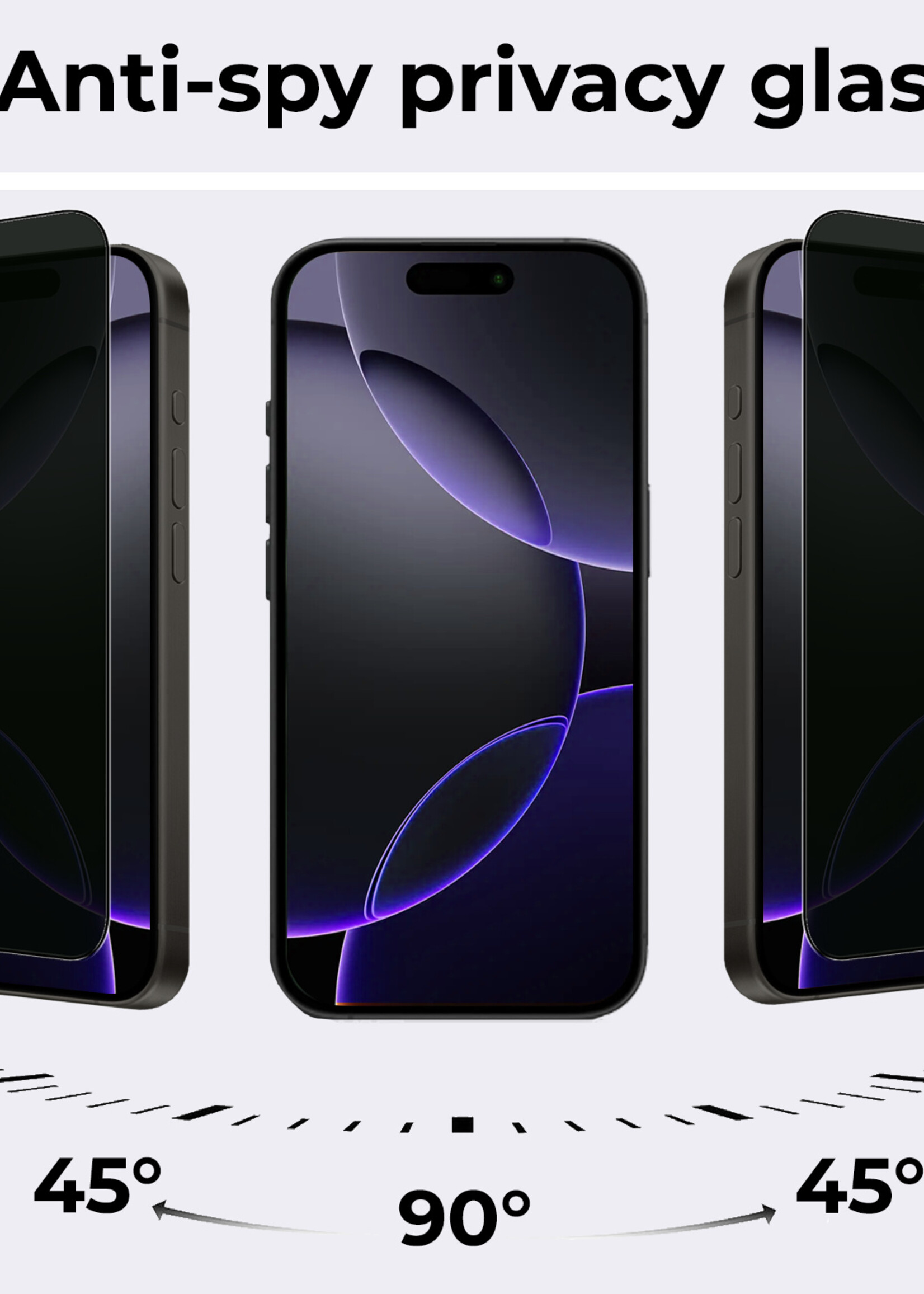 BTH Screenprotector Geschikt voor iPhone 16 Pro Screenprotector Privacy Glas Gehard Full Cover - Screenprotector Geschikt voor iPhone 16 Pro Screenprotector Privacy Tempered Glass - 3 PACK