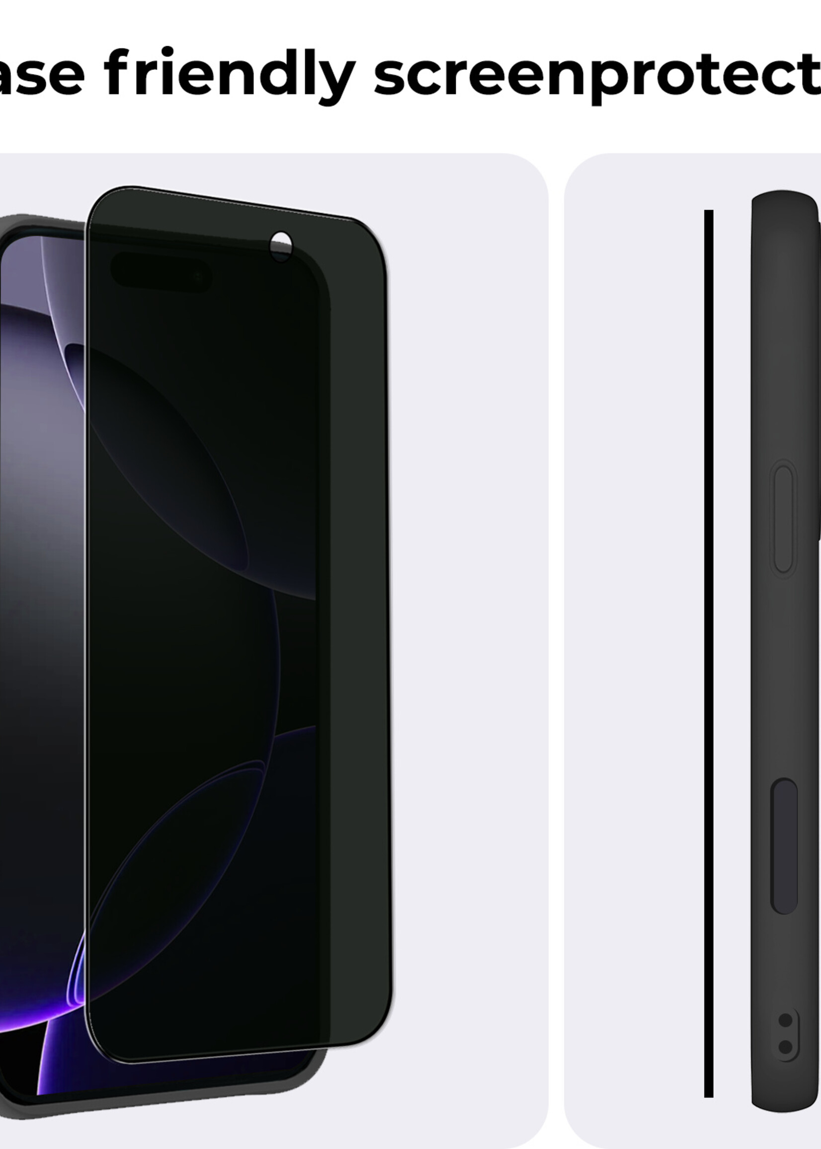 BTH Screenprotector Geschikt voor iPhone 16 Pro Screenprotector Privacy Glas Gehard Full Cover - Screenprotector Geschikt voor iPhone 16 Pro Screenprotector Privacy Tempered Glass - 3 PACK