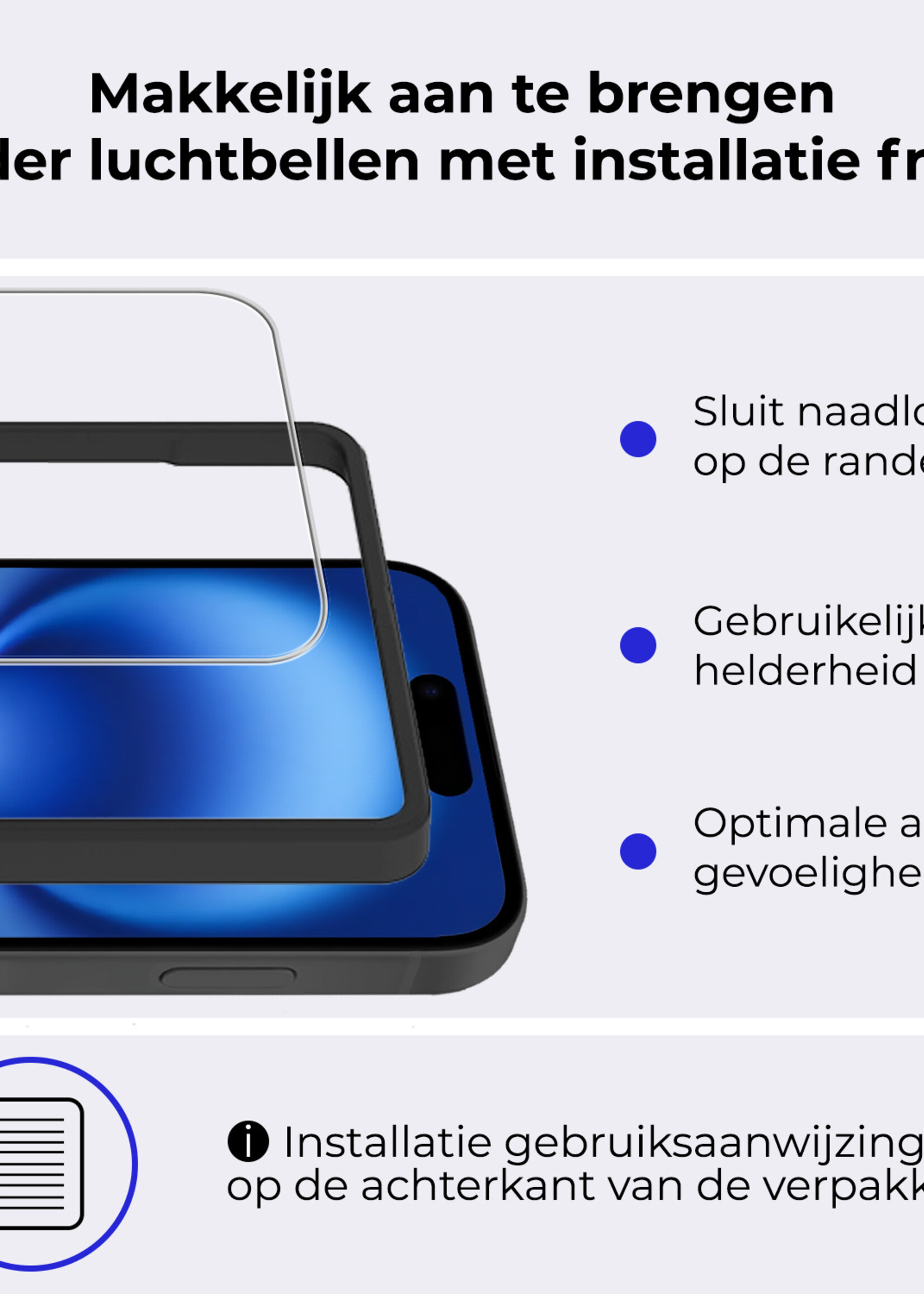 BTH Screenprotector Geschikt voor iPhone 16 Plus Screenprotector Met Montage Frame Glas Gehard Tempered Glass - Screenprotector Geschikt voor iPhone 16 Plus Screen Protector Met Installatietool