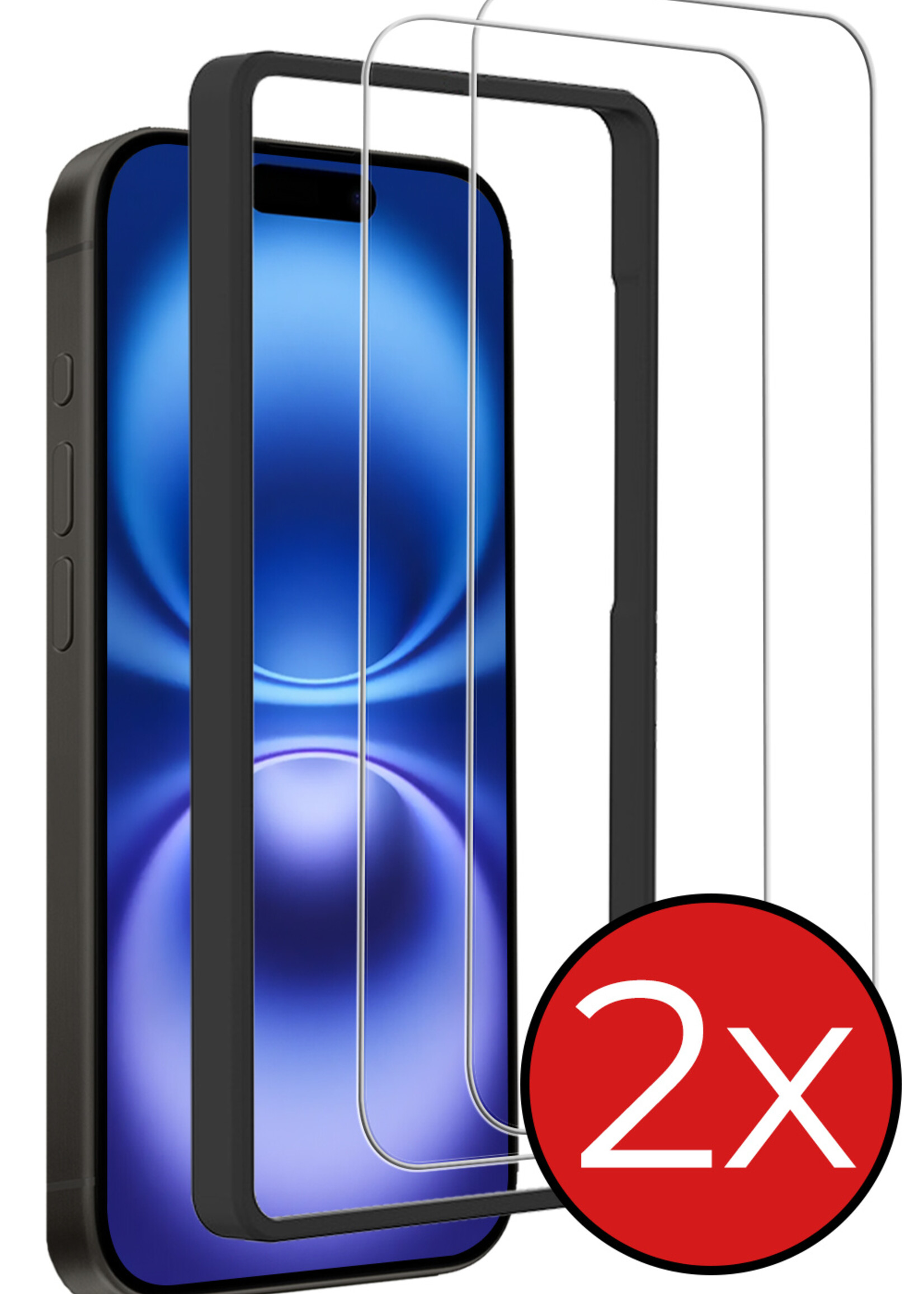 BTH Screenprotector Geschikt voor iPhone 16 Plus Screenprotector Met Montage Frame Glas Gehard Tempered Glass - Screenprotector Geschikt voor iPhone 16 Plus Screen Protector Met Installatietool - 2 PACK