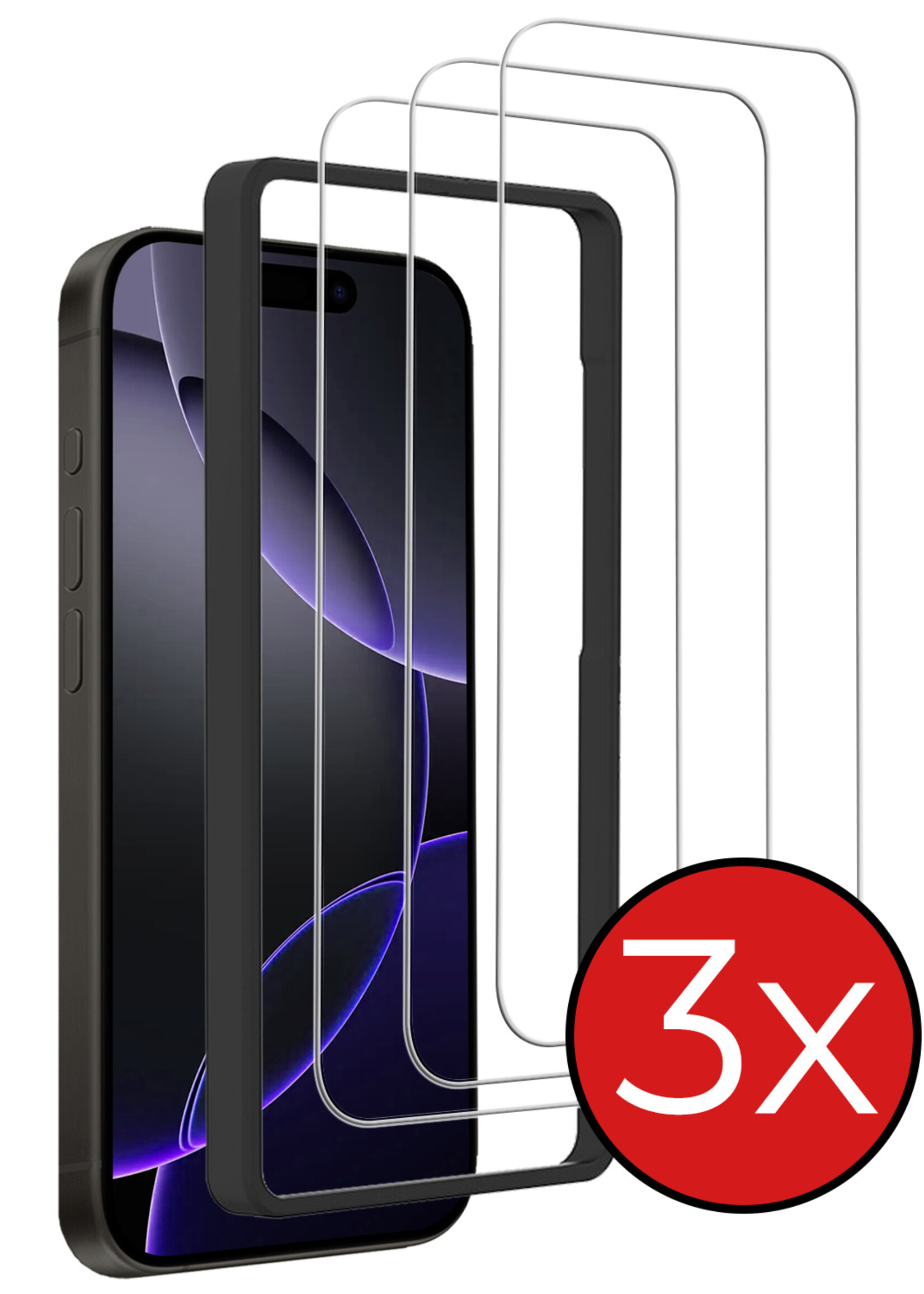 BTH Screenprotector Geschikt voor iPhone 16 Pro Max Screenprotector Met Montage Frame Glas Gehard Tempered Glass - Screenprotector Geschikt voor iPhone 16 Pro Max Screen Protector Met Installatietool - 3 PACK