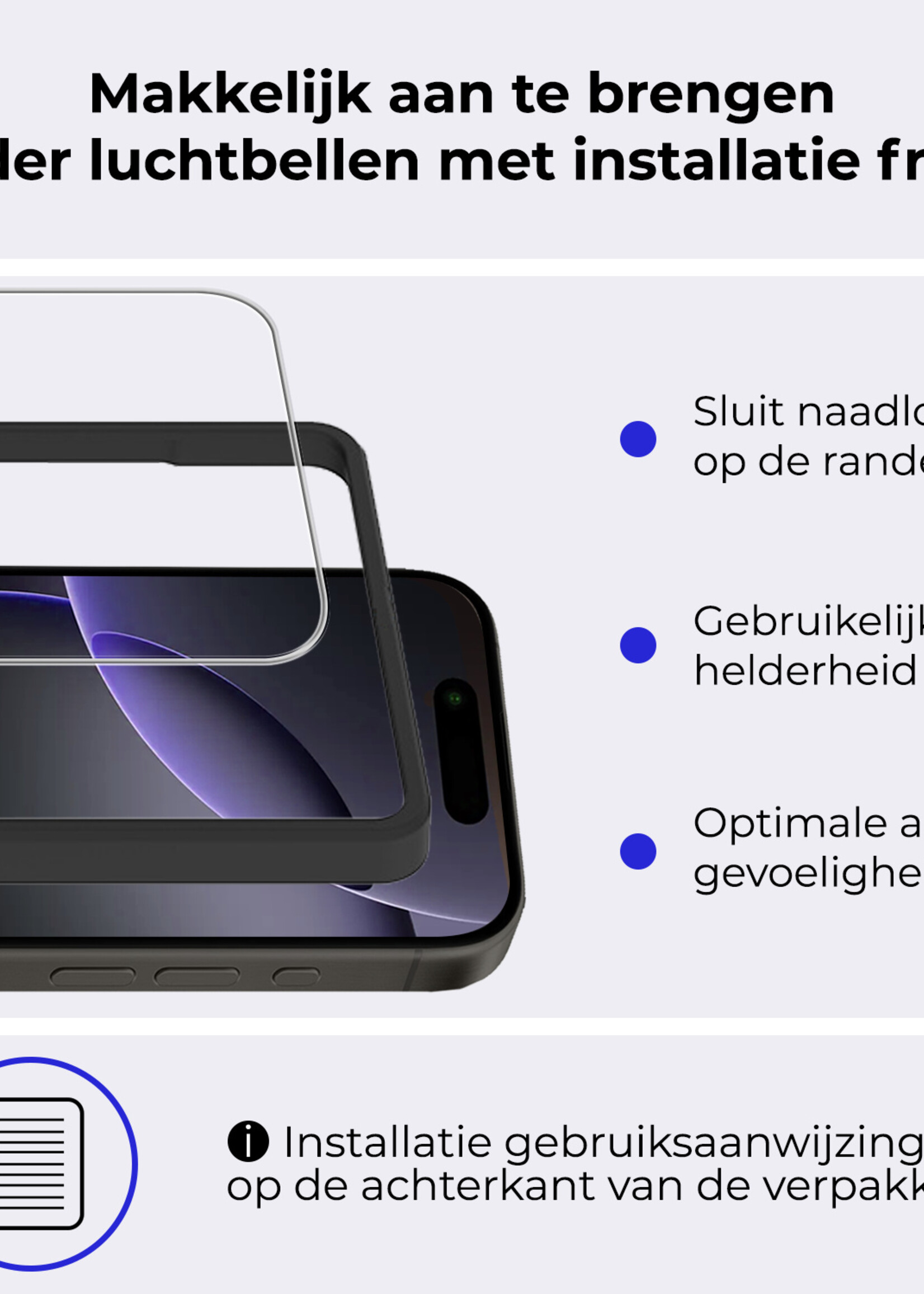 BTH Screenprotector Geschikt voor iPhone 16 Pro Max Screenprotector Met Montage Frame Glas Gehard Tempered Glass - Screenprotector Geschikt voor iPhone 16 Pro Max Screen Protector Met Installatietool - 3 PACK