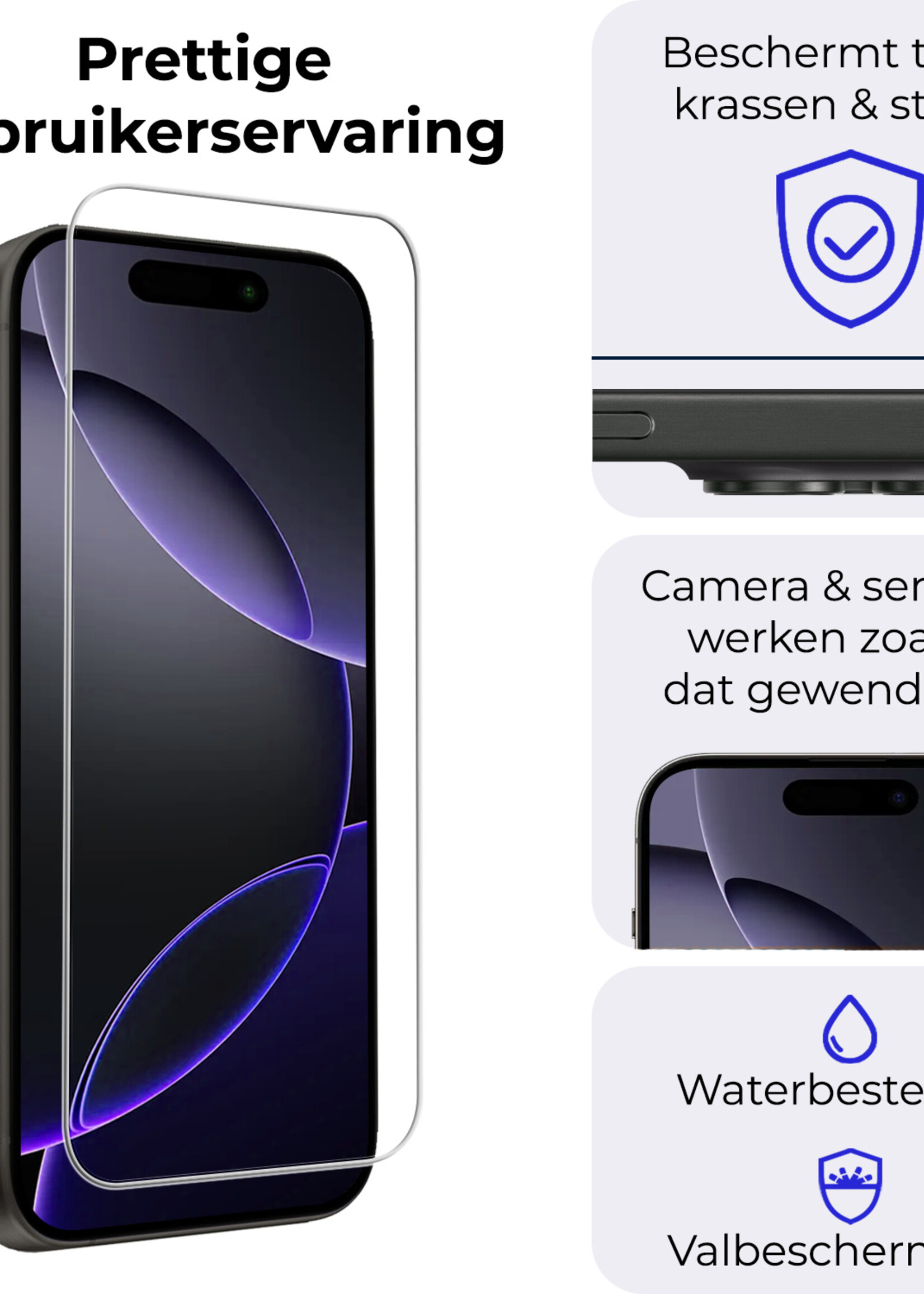 BTH Screenprotector Geschikt voor iPhone 16 Pro Max Screenprotector Met Montage Frame Glas Gehard Tempered Glass - Screenprotector Geschikt voor iPhone 16 Pro Max Screen Protector Met Installatietool - 3 PACK