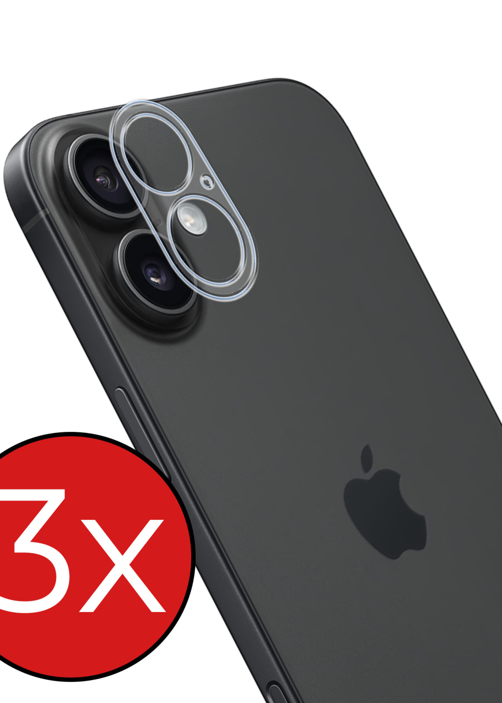 BTH Screenprotector Geschikt voor iPhone 16 Camera Lens Screenprotector Glas - Screenprotector Geschikt voor iPhone 16 Screenprotector Camera Protector Gehard Glas - 3 PACK