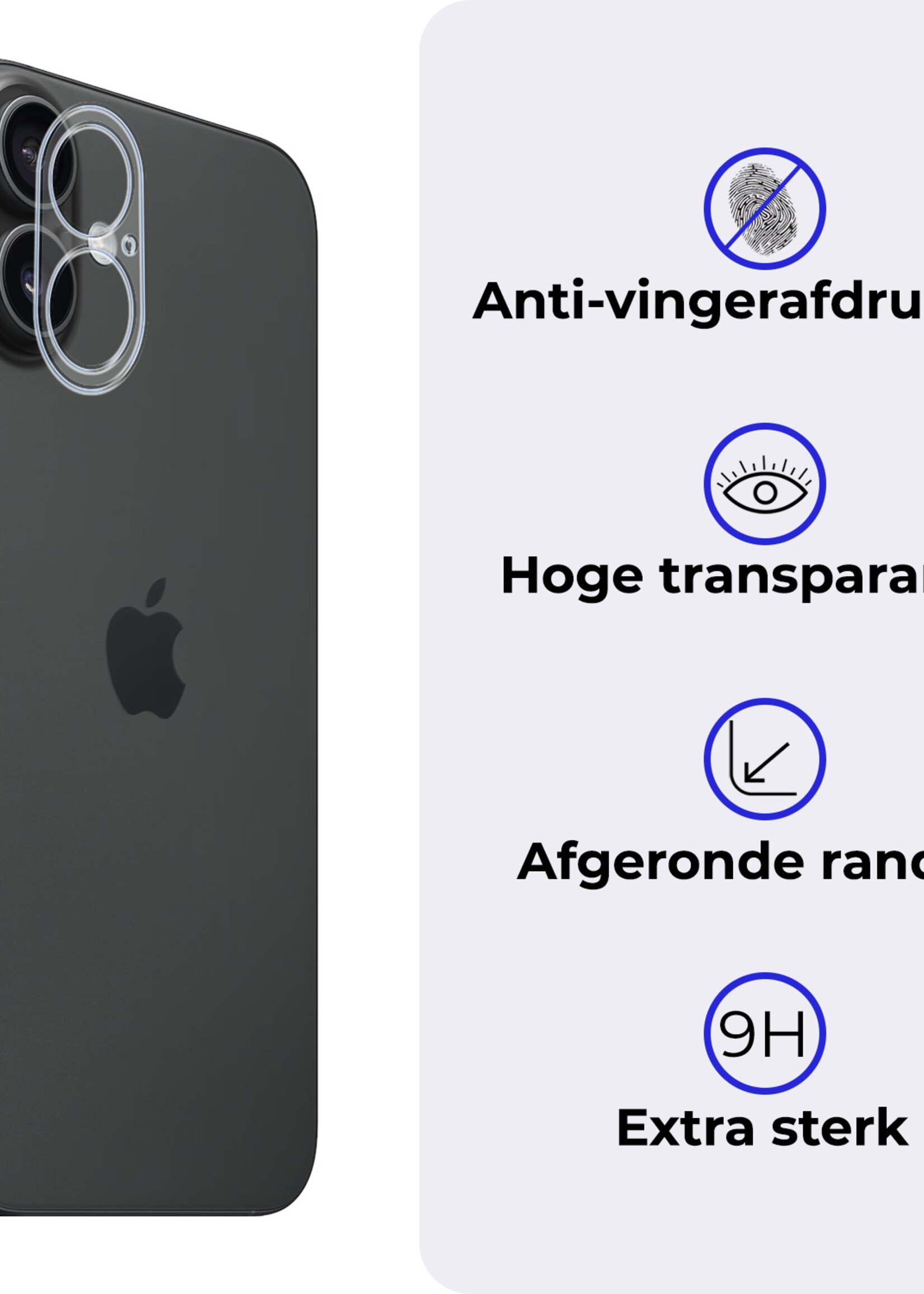 BTH Screenprotector Geschikt voor iPhone 16 Plus Camera Lens Screenprotector Glas - Screenprotector Geschikt voor iPhone 16 Plus Screenprotector Camera Protector Gehard Glas