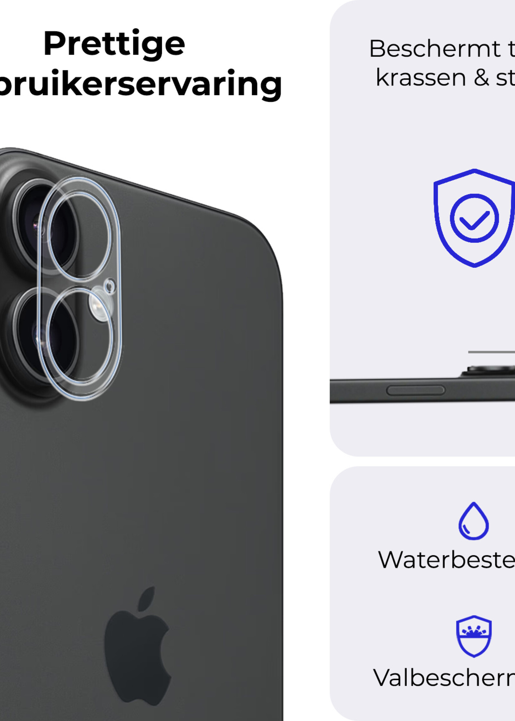 BTH Screenprotector Geschikt voor iPhone 16 Plus Camera Lens Screenprotector Glas - Screenprotector Geschikt voor iPhone 16 Plus Screenprotector Camera Protector Gehard Glas
