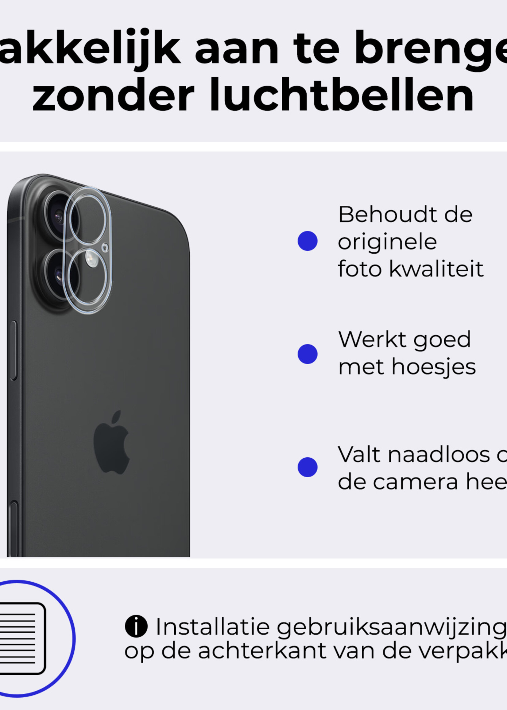 BTH Screenprotector Geschikt voor iPhone 16 Plus Camera Lens Screenprotector Glas - Screenprotector Geschikt voor iPhone 16 Plus Screenprotector Camera Protector Gehard Glas - 3 PACK