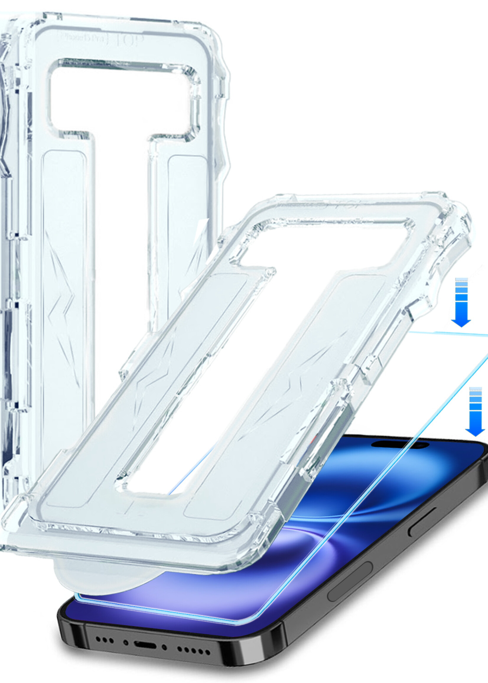 BTH Screenprotector Geschikt voor iPhone 16 Screenprotector Met Uitlijningstool Flexibel Glas Full Cover - Screenprotector Geschikt voor iPhone 16 Screen Protector Met Installatie Kit