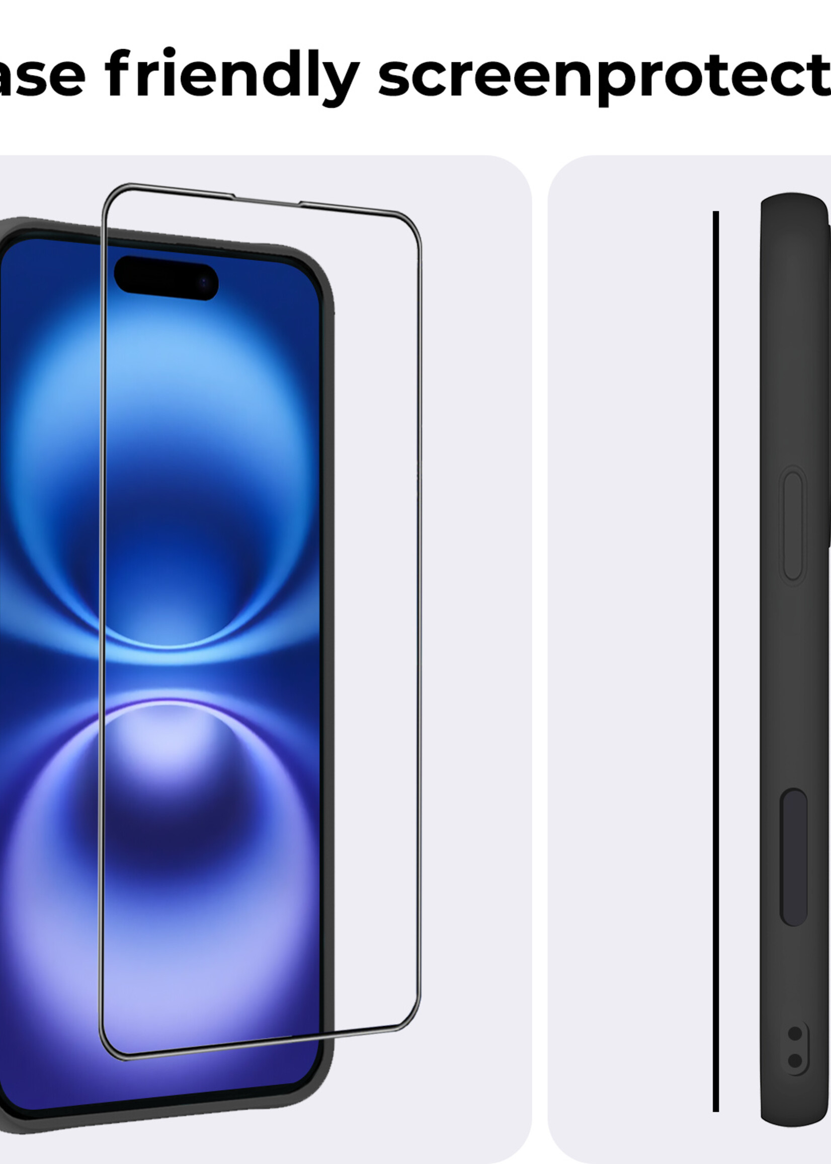 BTH Screenprotector Geschikt voor iPhone 16 Plus Screenprotector Met Uitlijningstool Flexibel Glas Full Cover - Screenprotector Geschikt voor iPhone 16 Plus Screen Protector Met Installatie Kit - 3 PACK