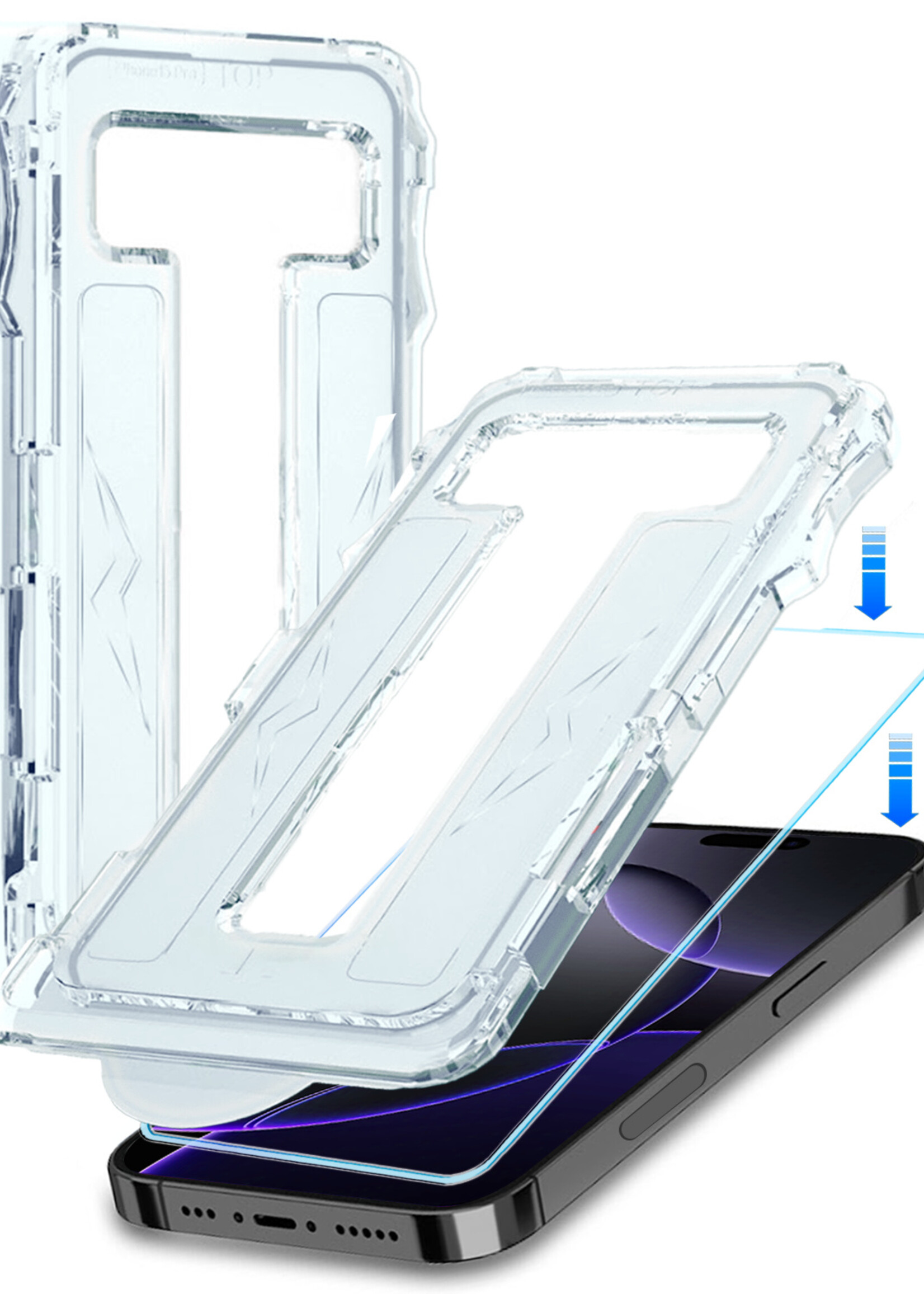 BTH Screenprotector Geschikt voor iPhone 16 Pro Screenprotector Met Uitlijningstool Flexibel Glas Full Cover - Screenprotector Geschikt voor iPhone 16 Pro Screen Protector Met Installatie Kit