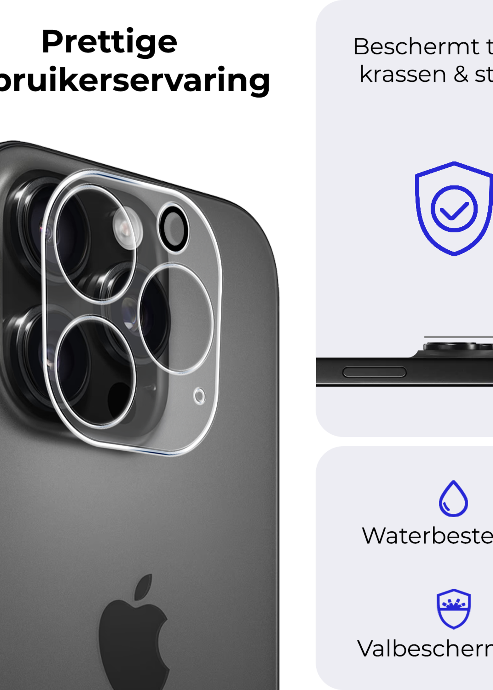 BTH Screenprotector Geschikt voor iPhone 16 Pro Max Camera Lens Screenprotector Glas - Screenprotector Geschikt voor iPhone 16 Pro Max Screenprotector Camera Protector Gehard Glas - 3 PACK