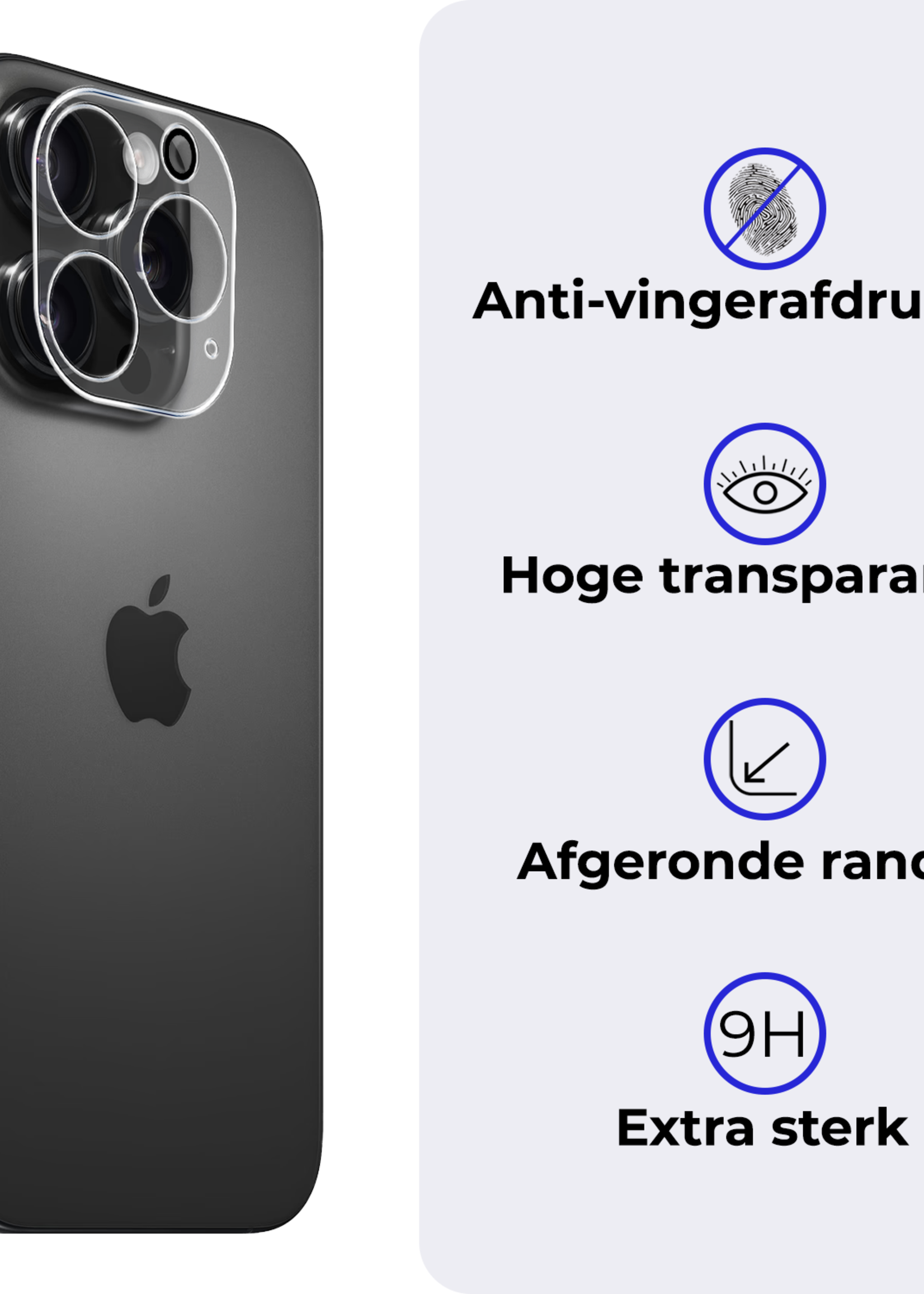 BTH Screenprotector Geschikt voor iPhone 16 Pro Camera Lens Screenprotector Glas - Screenprotector Geschikt voor iPhone 16 Pro Screenprotector Camera Protector Gehard Glas