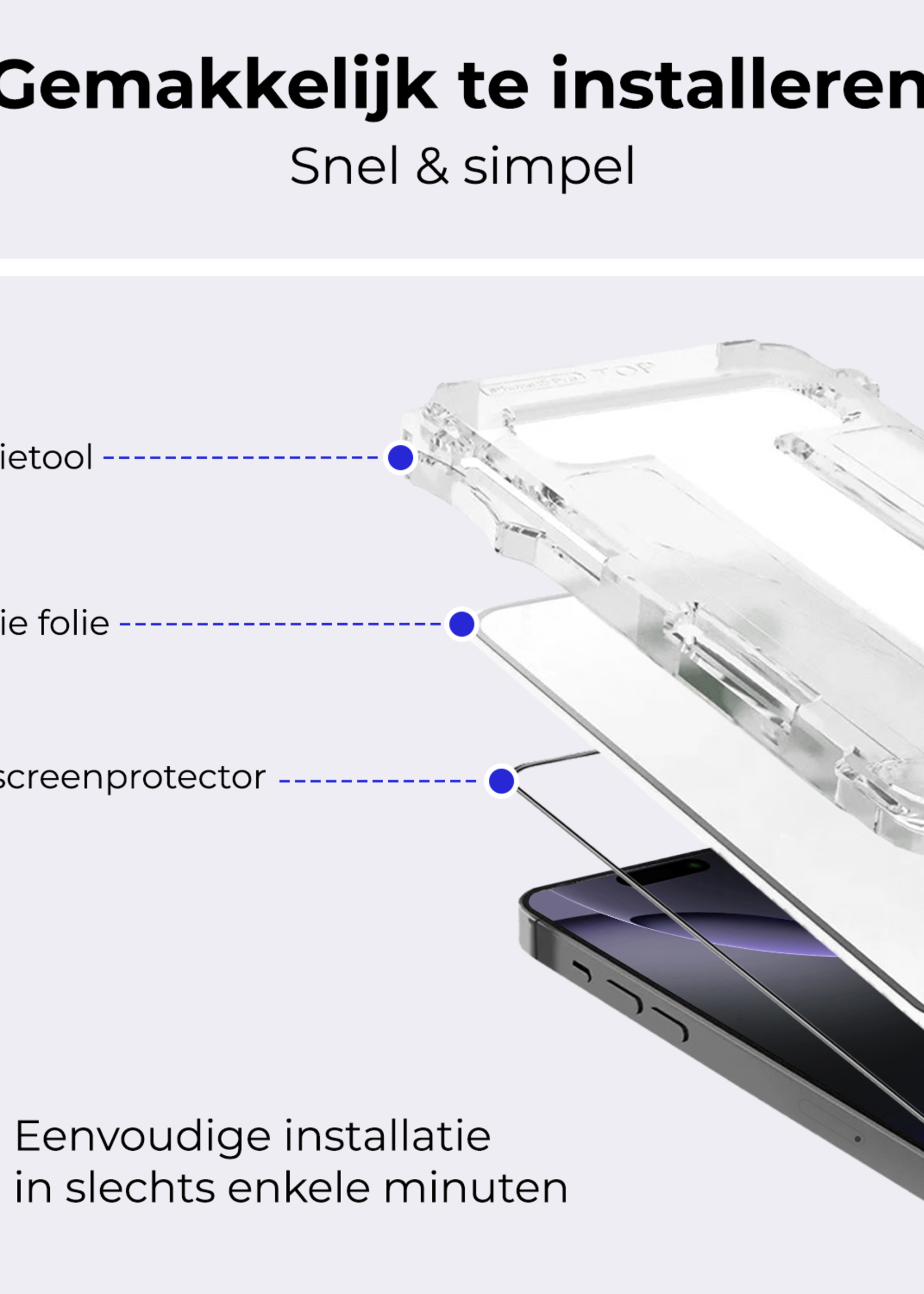 BTH Screenprotector Geschikt voor iPhone 16 Pro Screenprotector Met Uitlijningstool Flexibel Glas Full Cover - Screenprotector Geschikt voor iPhone 16 Pro Screen Protector Met Installatie Kit