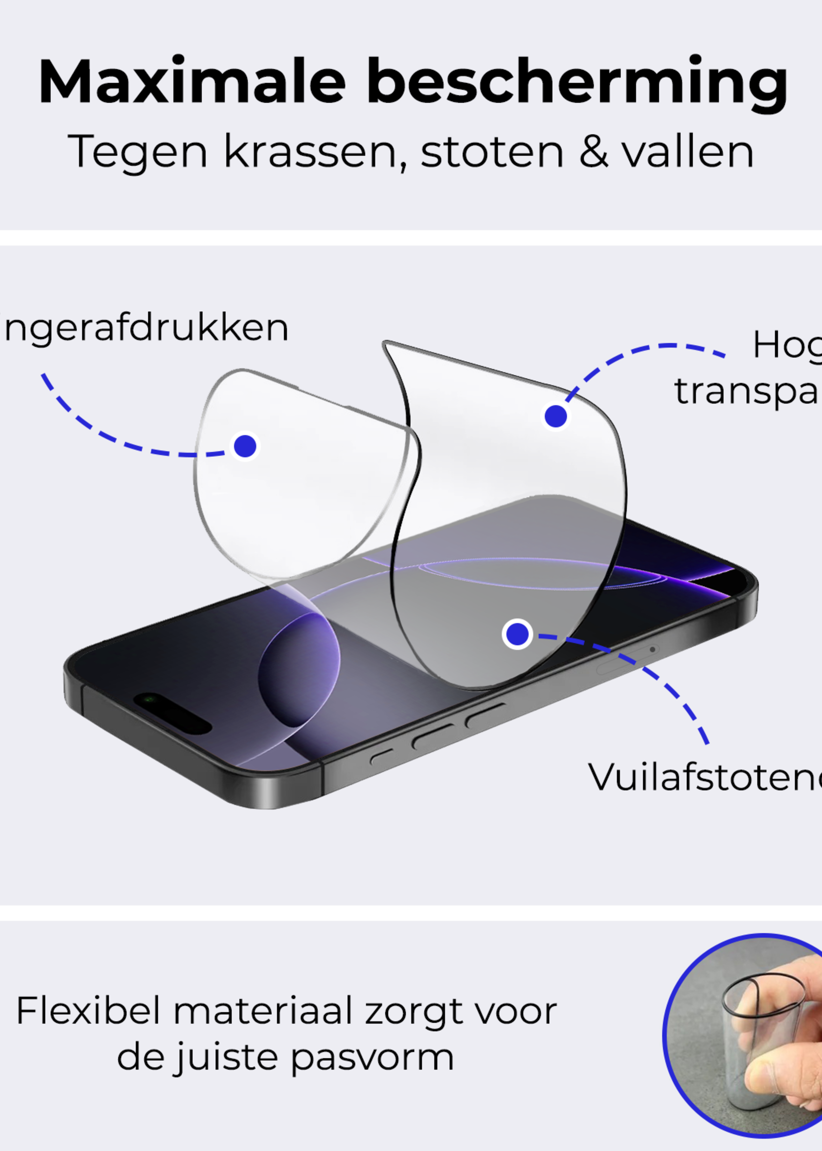 BTH Screenprotector Geschikt voor iPhone 16 Pro Screenprotector Met Uitlijningstool Flexibel Glas Full Cover - Screenprotector Geschikt voor iPhone 16 Pro Screen Protector Met Installatie Kit