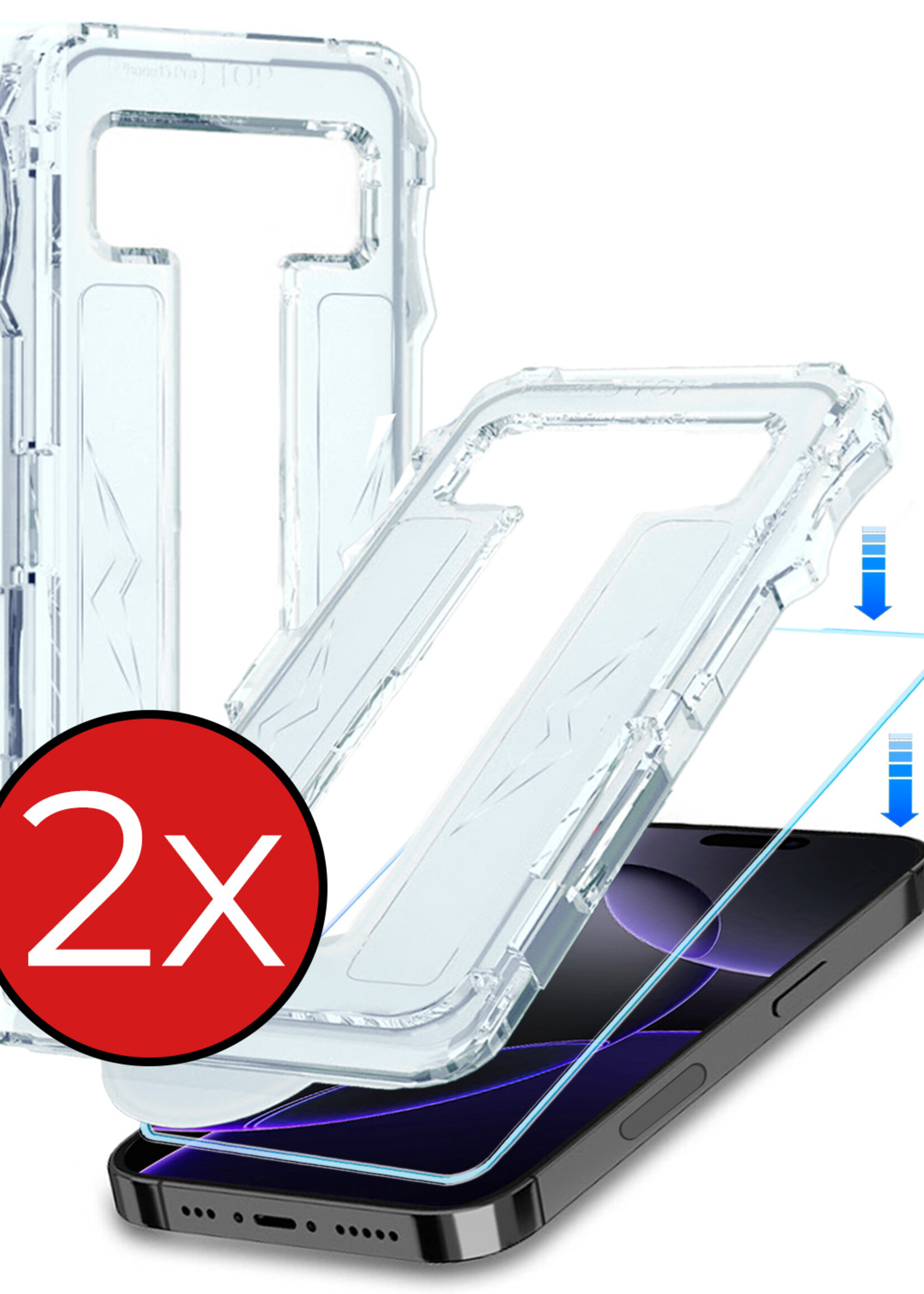 BTH Screenprotector Geschikt voor iPhone 16 Pro Max Screenprotector Met Uitlijningstool Flexibel Glas Full Cover - Screenprotector Geschikt voor iPhone 16 Pro Max Screen Protector Met Installatie Kit - 2 PACK