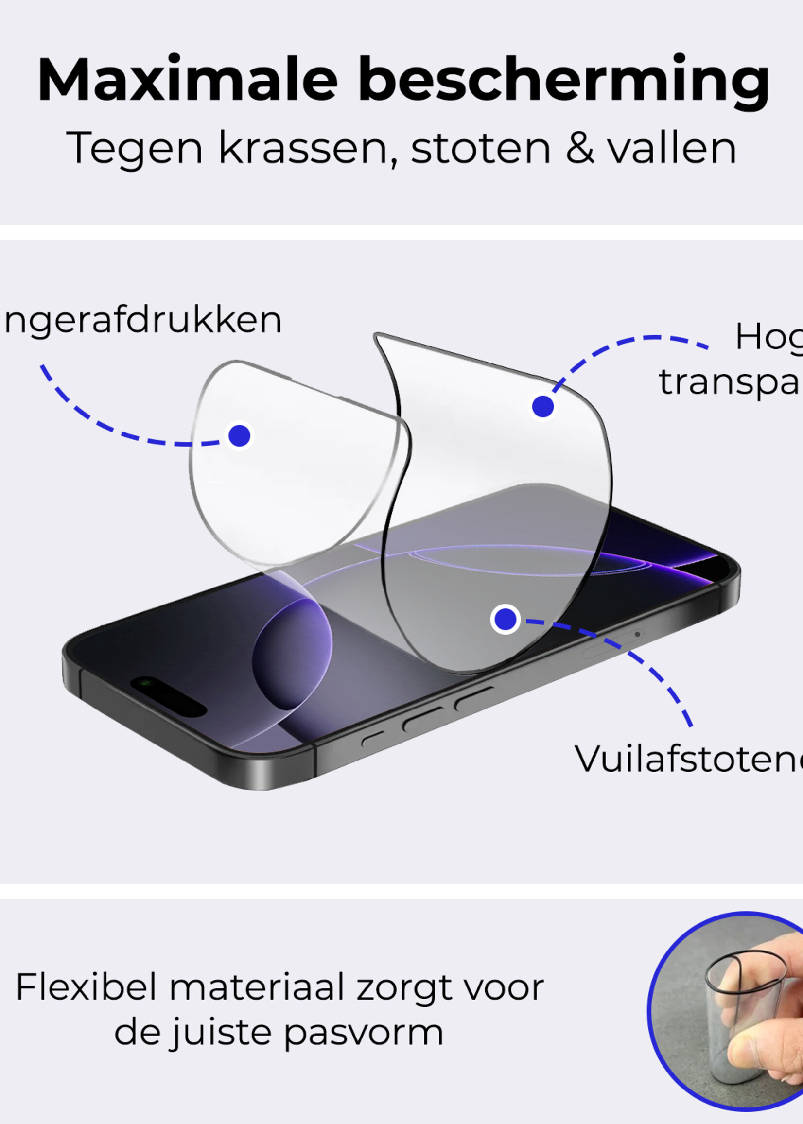 BTH Screenprotector Geschikt voor iPhone 16 Pro Max Screenprotector Met Uitlijningstool Flexibel Glas Full Cover - Screenprotector Geschikt voor iPhone 16 Pro Max Screen Protector Met Installatie Kit - 2 PACK