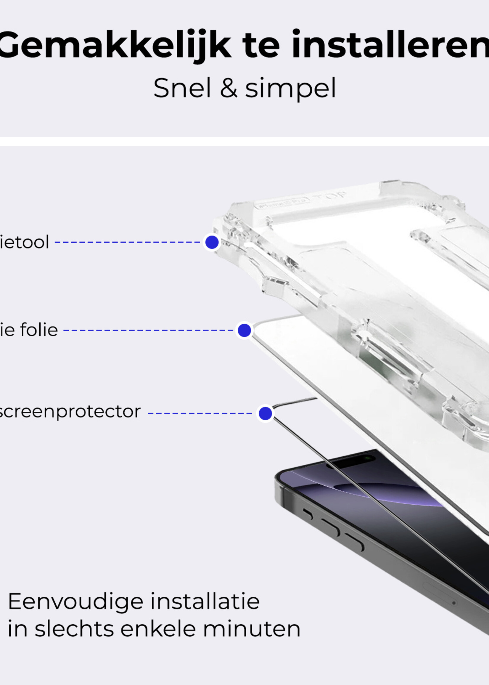BTH Screenprotector Geschikt voor iPhone 16 Pro Max Screenprotector Met Uitlijningstool Flexibel Glas Full Cover - Screenprotector Geschikt voor iPhone 16 Pro Max Screen Protector Met Installatie Kit - 3 PACK