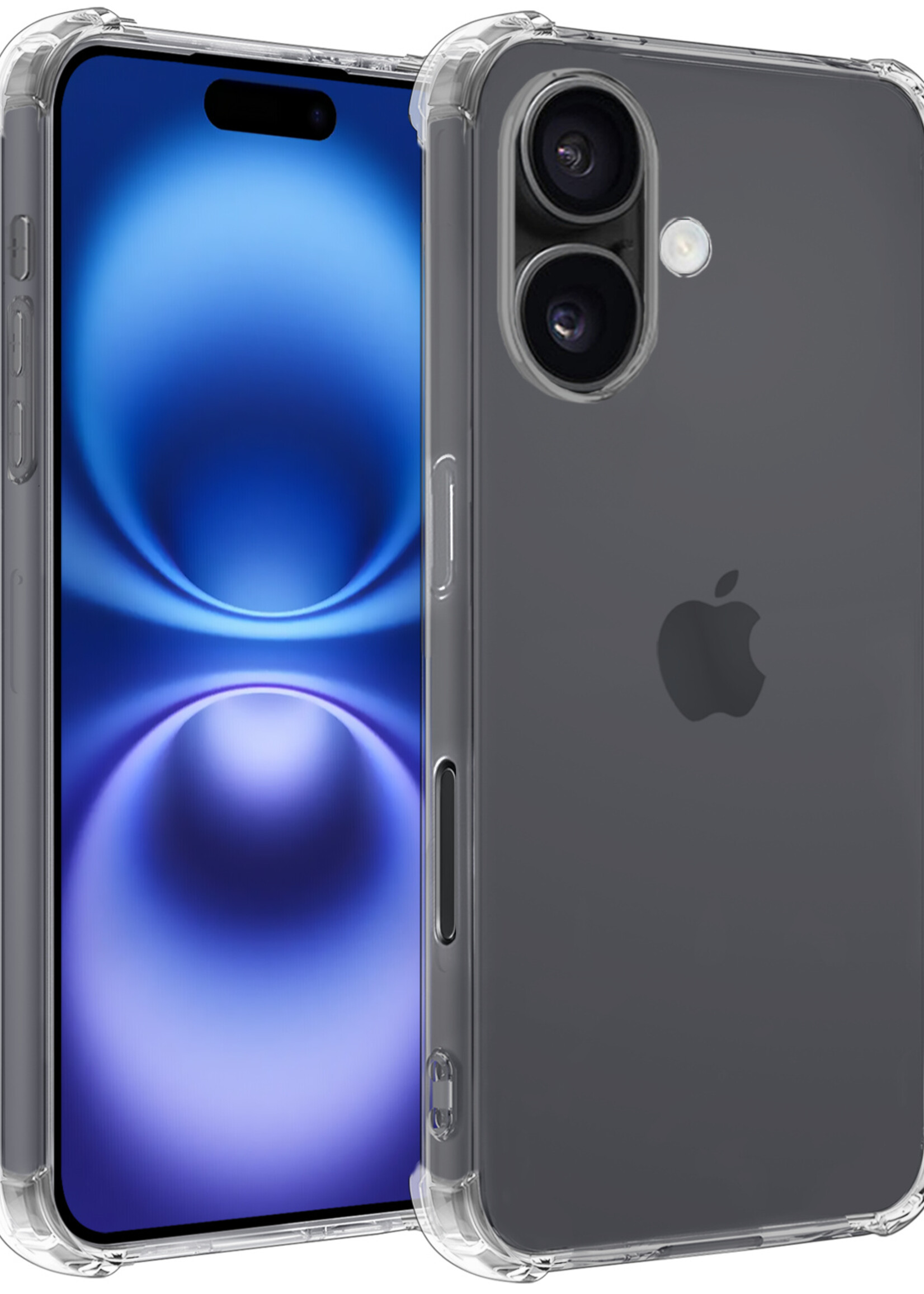 BTH Hoesje Geschikt voor iPhone 16 Hoesje Siliconen Shock Proof Case Hoes - Hoes Geschikt voor iPhone 16 Hoes Cover Case Shockproof - Transparant