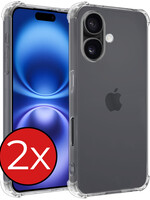 BTH BTH iPhone 16 Plus Hoesje Shockproof - Transparant - 2 PACK