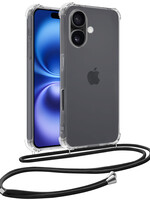 BTH BTH iPhone 16 Hoesje Transparant Shockproof Met Zwart Koord