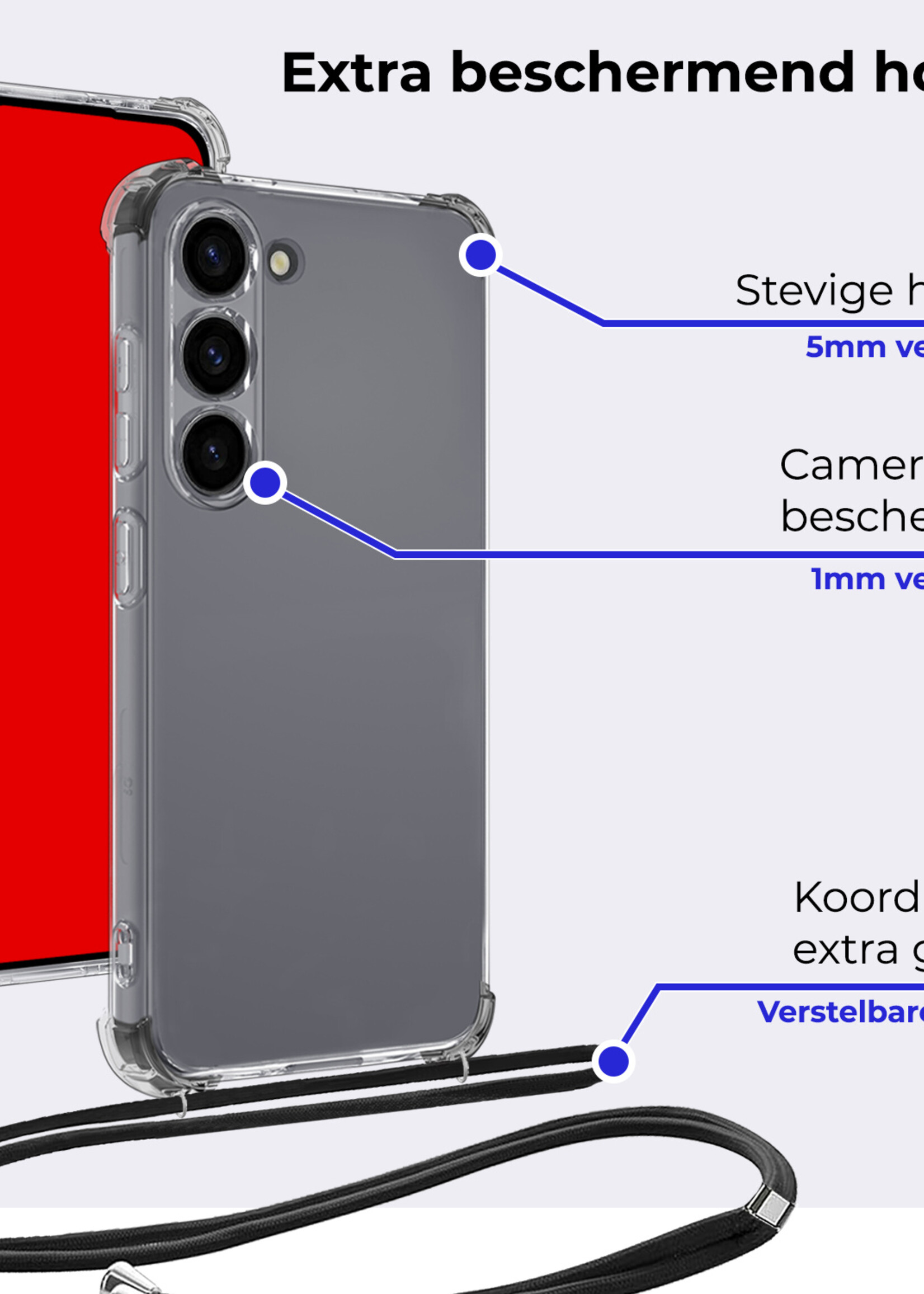 BTH Hoesje Geschikt voor iPhone 16 Hoesje Siliconen Shock Proof Hoesje Met Koord Case Met Telefoonkoord - Hoes Geschikt voor iPhone 16 Hoesje Cover Shockproof Met Koord - Transparant