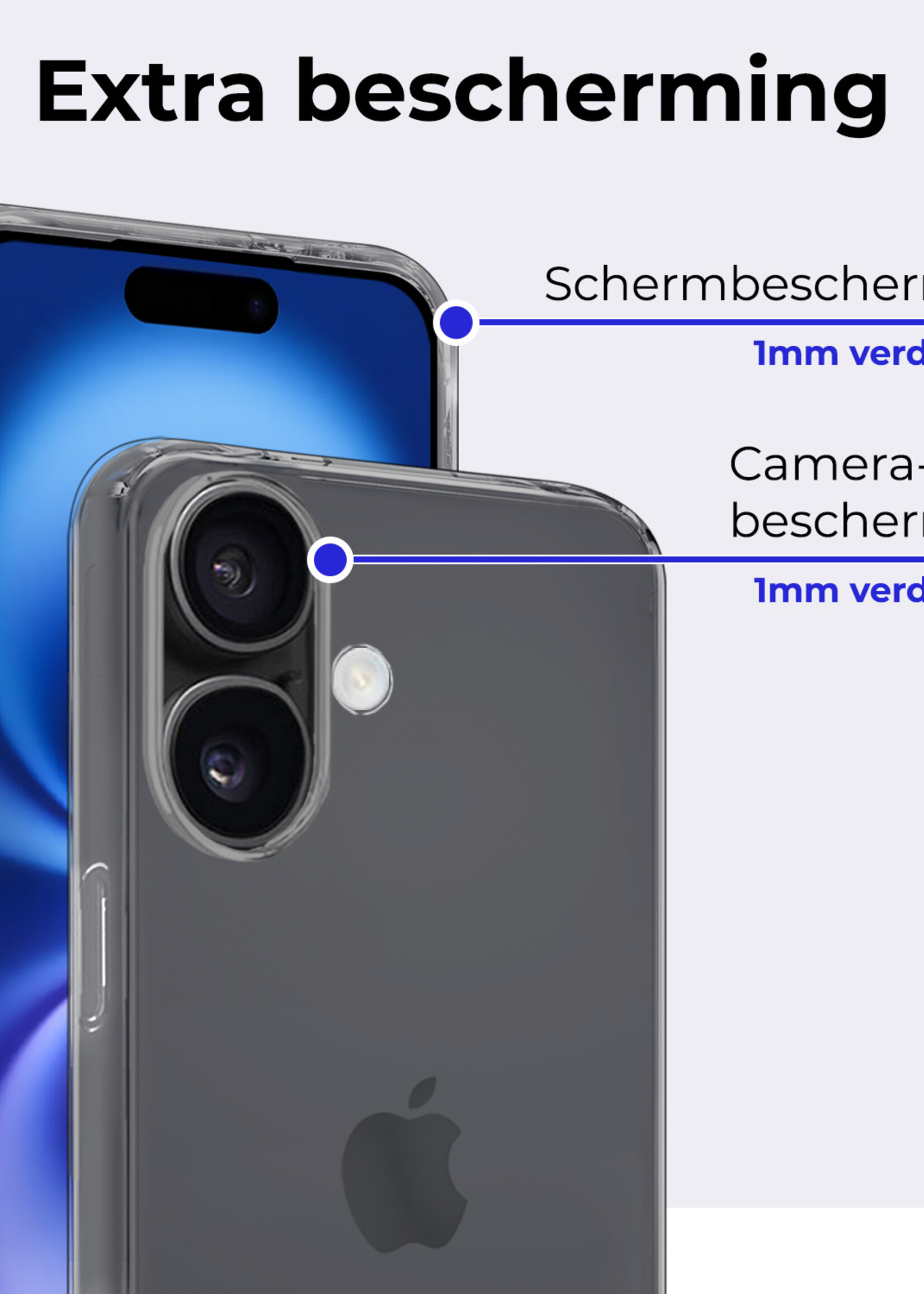 BTH Hoesje Geschikt voor iPhone 16 Plus Hoesje Siliconen Case Hoes - Hoes Geschikt voor iPhone 16 Plus Hoes Cover Case - Transparant