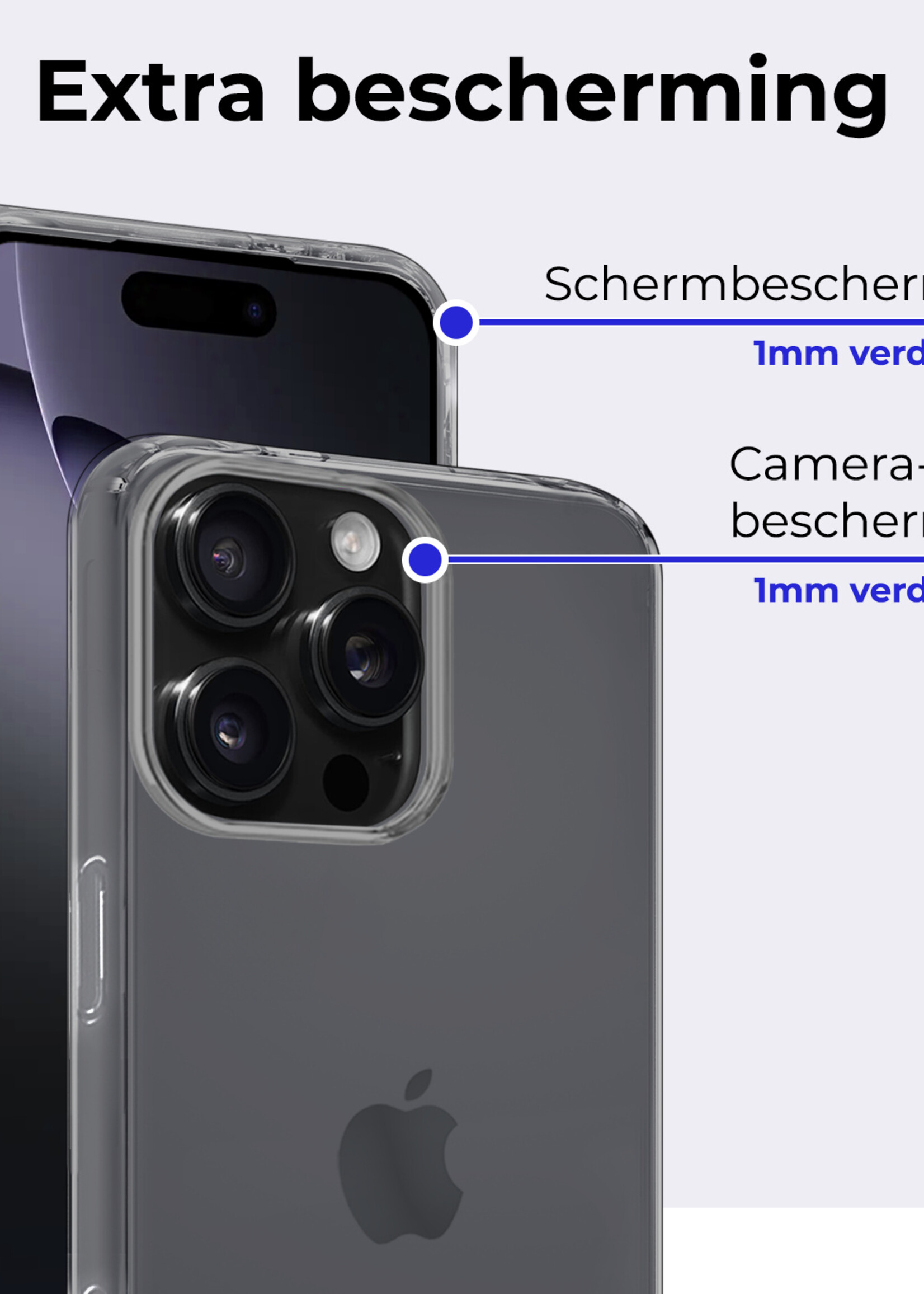 BTH Hoesje Geschikt voor iPhone 16 Pro Hoesje Siliconen Case Hoes Met 2x Screenprotector - Hoes Geschikt voor iPhone 16 Pro Hoes Cover Case - Transparant