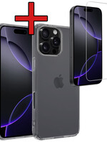 BTH BTH iPhone 16 Pro Max Hoesje Siliconen Met Screenprotector Met Dichte Notch - Transparant
