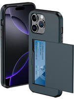 BTH BTH iPhone 16 Pro Max Hoesje Pashouder Hard - Donker Blauw