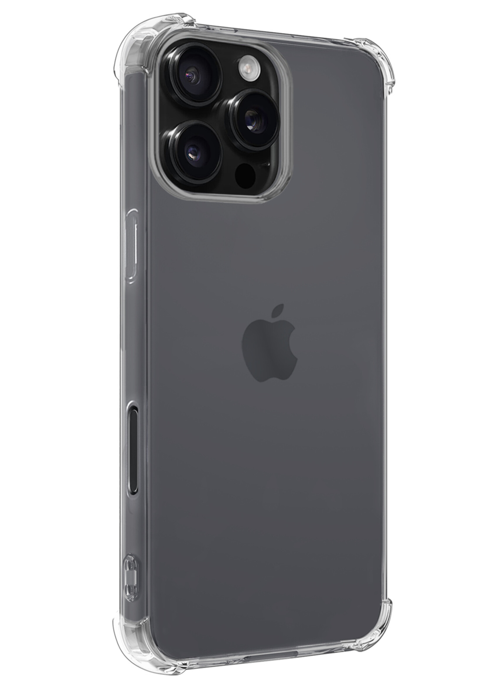 BTH Hoesje Geschikt voor iPhone 16 Pro Hoesje Siliconen Shock Proof Case Hoes - Hoes Geschikt voor iPhone 16 Pro Hoes Cover Case Shockproof - Transparant - 2 PACK