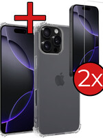 BTH BTH iPhone 16 Pro Hoesje Shockproof Met 2x Screenprotector Met Dichte Notch