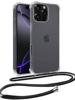 BTH BTH iPhone 16 Pro Max Hoesje Transparant Shockproof Met Zwart Koord