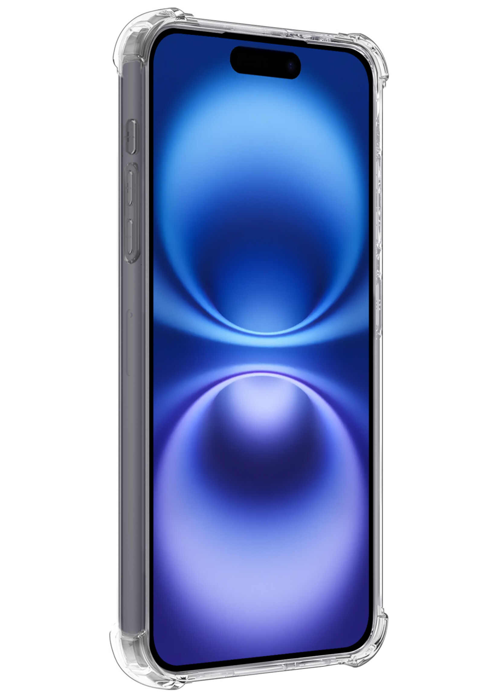 BTH Hoesje Geschikt voor iPhone 16 Hoesje Met Pasjeshouder Siliconen Case Met Kaarthouder Met Screenprotector - Hoes Geschikt voor iPhone 16 Hoesje Shock Proof Case - Transparant