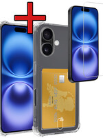 BTH BTH iPhone 16 Plus Hoesje Pashouder Met Screenprotector