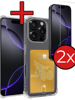 BTH BTH iPhone 16 Pro Max Hoesje Pashouder Met 2x Screenprotector