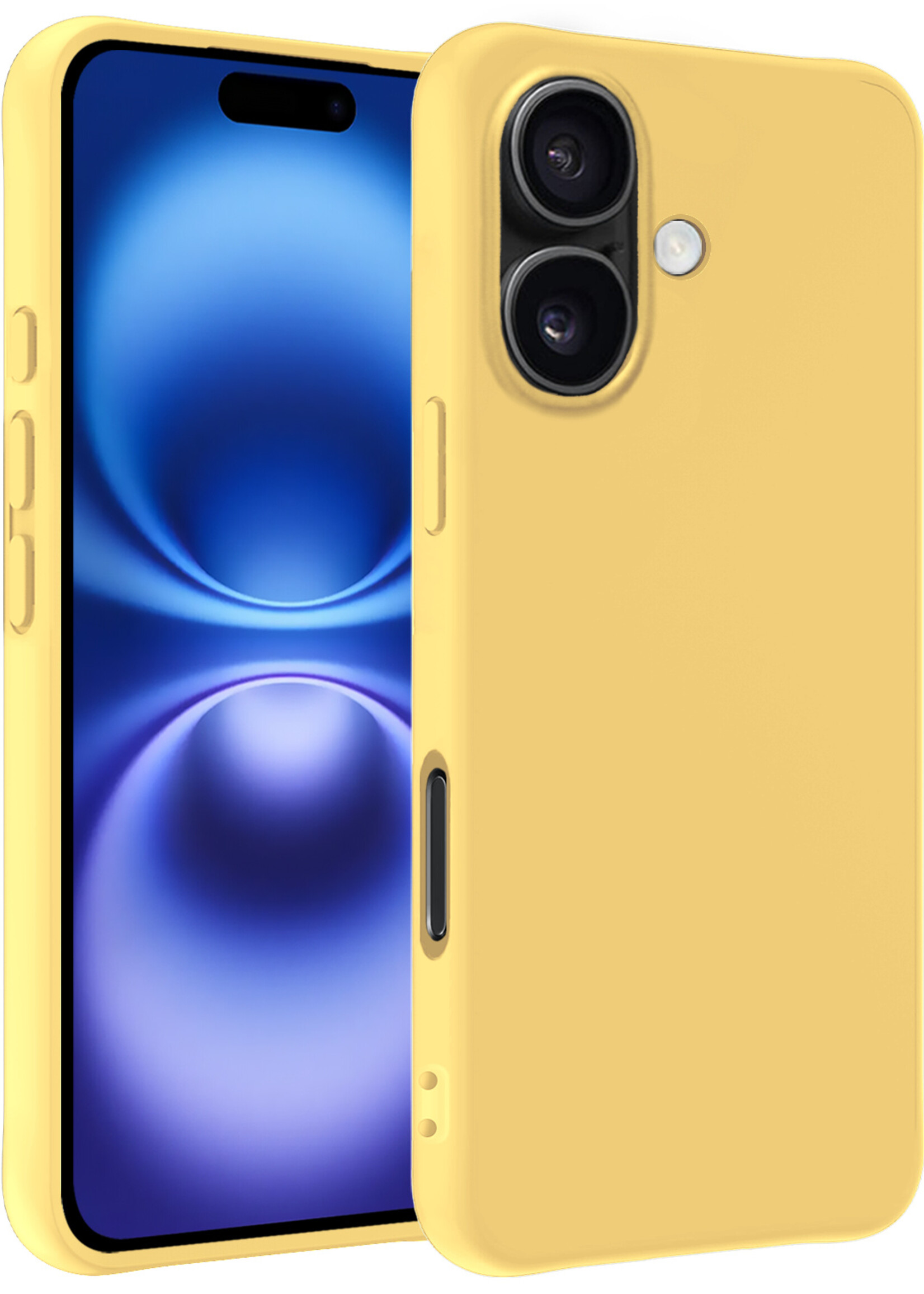 BTH Hoesje Geschikt voor iPhone 16 Hoesje Siliconen Case Hoes - Hoes Geschikt voor iPhone 16 Hoes Cover Case - Geel
